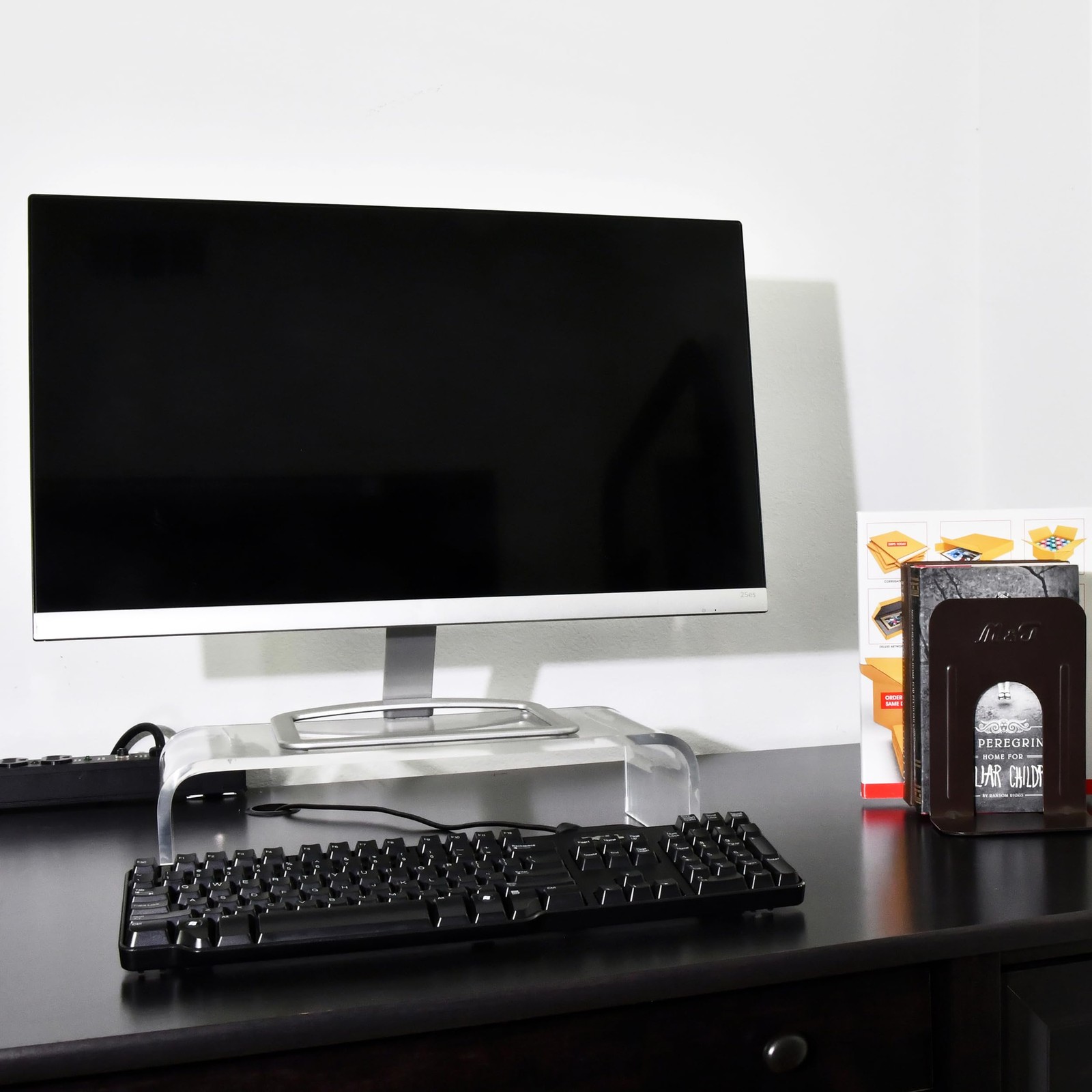 Acrylic Laptop Monitor Stand & Computer Riser with Cat Keyboard Protector, Sp
