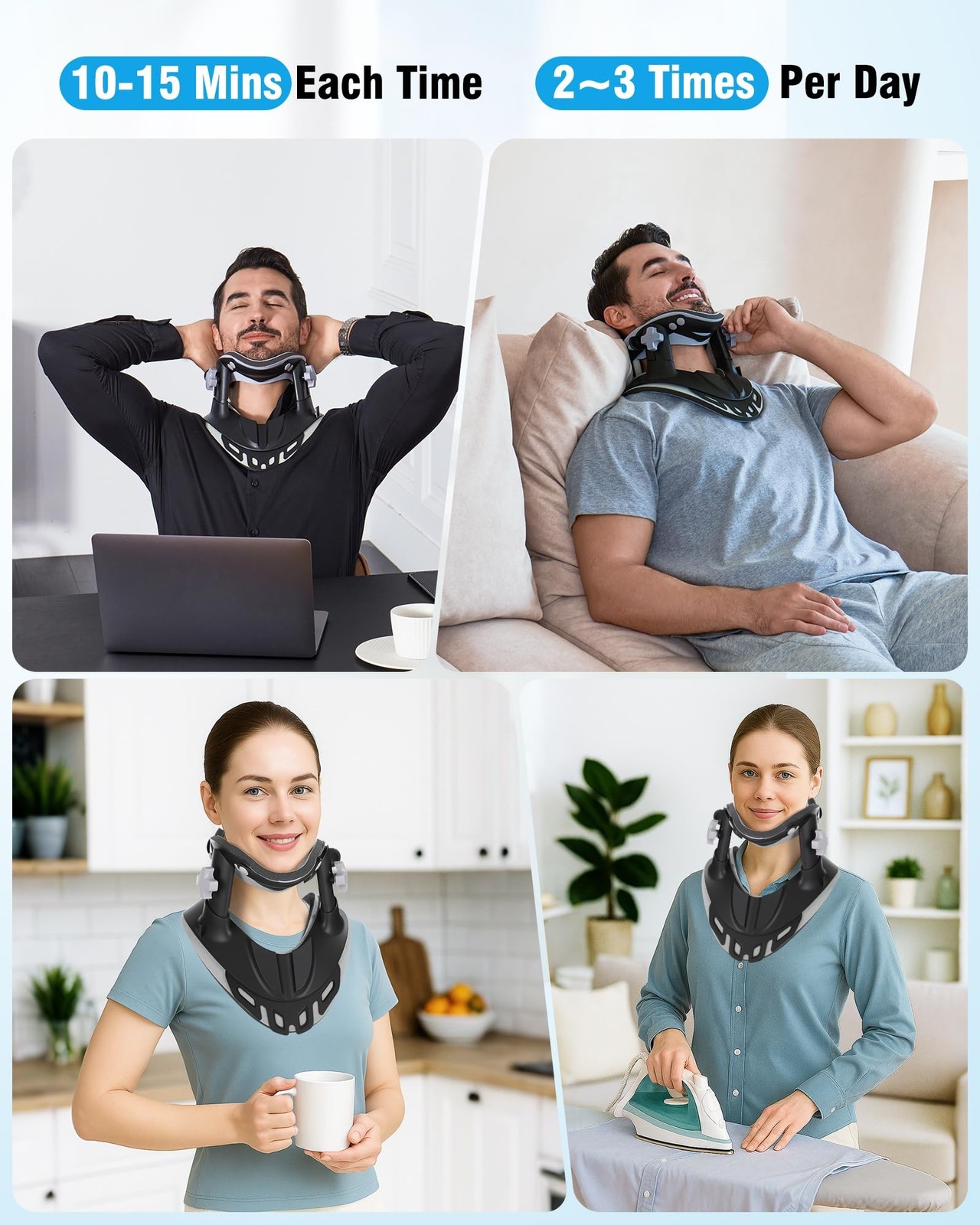 Neck Traction Device, Adjustable Cervical Neck Stretcher with 360 Degree Supp...