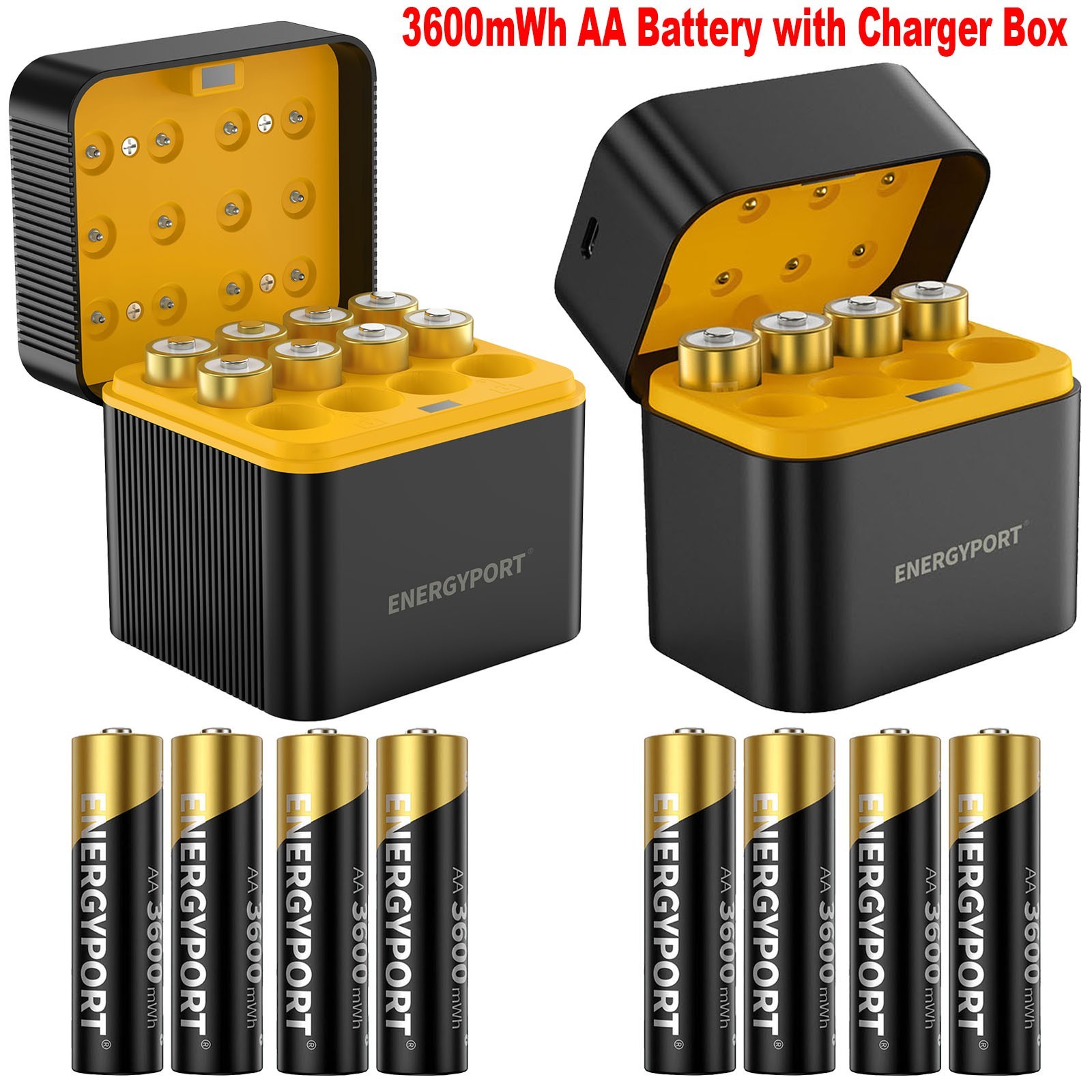 8Pcs/12Pcs 1.5V AA 3600mWh Rechargeable Lithium Batteries with Fast Charger Box