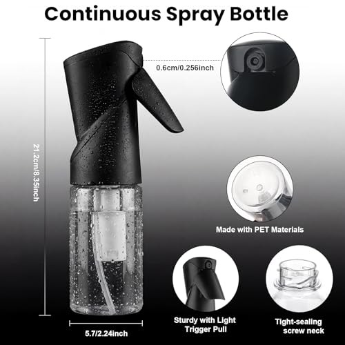 Spray Bottles 250ml/8.5oz 2 Pack Continuous Spray Bottle for Black B-black 2PCS