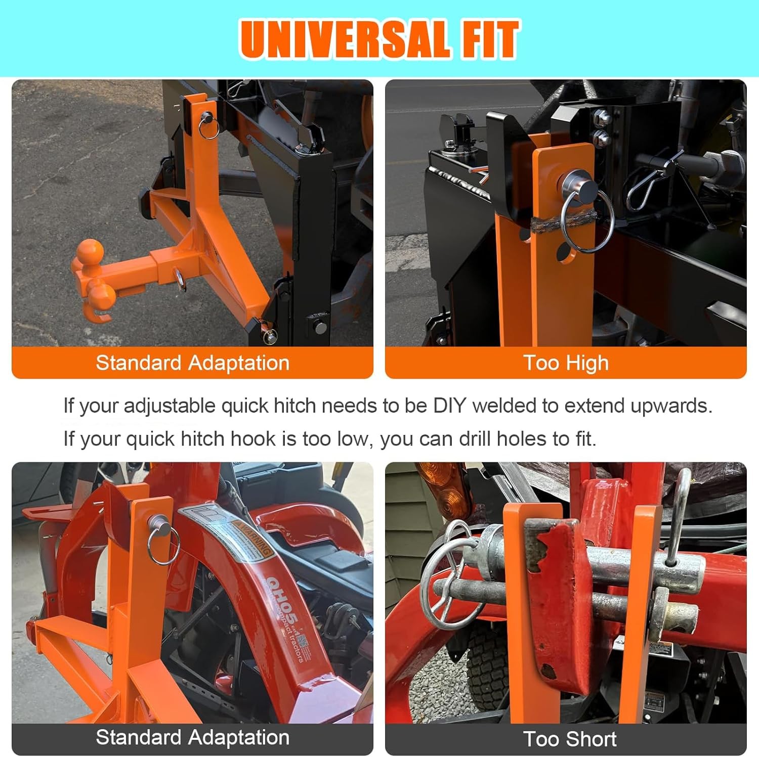 3 Point Trailer Hitch, 2" Receiver for Category 1 Tractor Drawbar Hitch Adapter