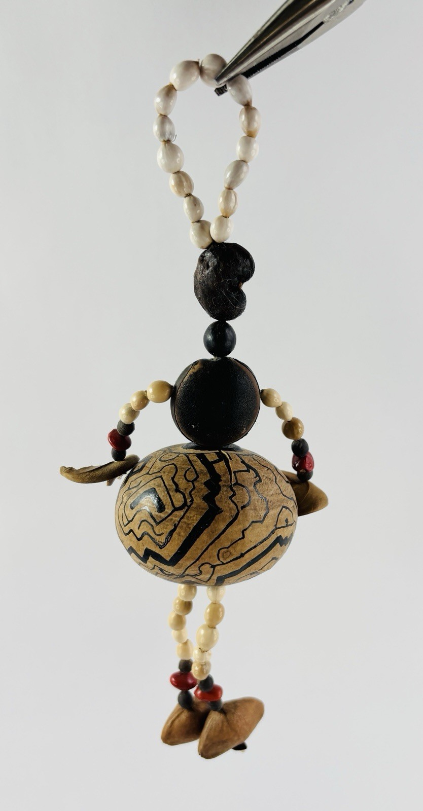 Vintage Handcrafted Gourd Art Doll Tribal Folk Art Seeds Nuts Mixed Media OOAK