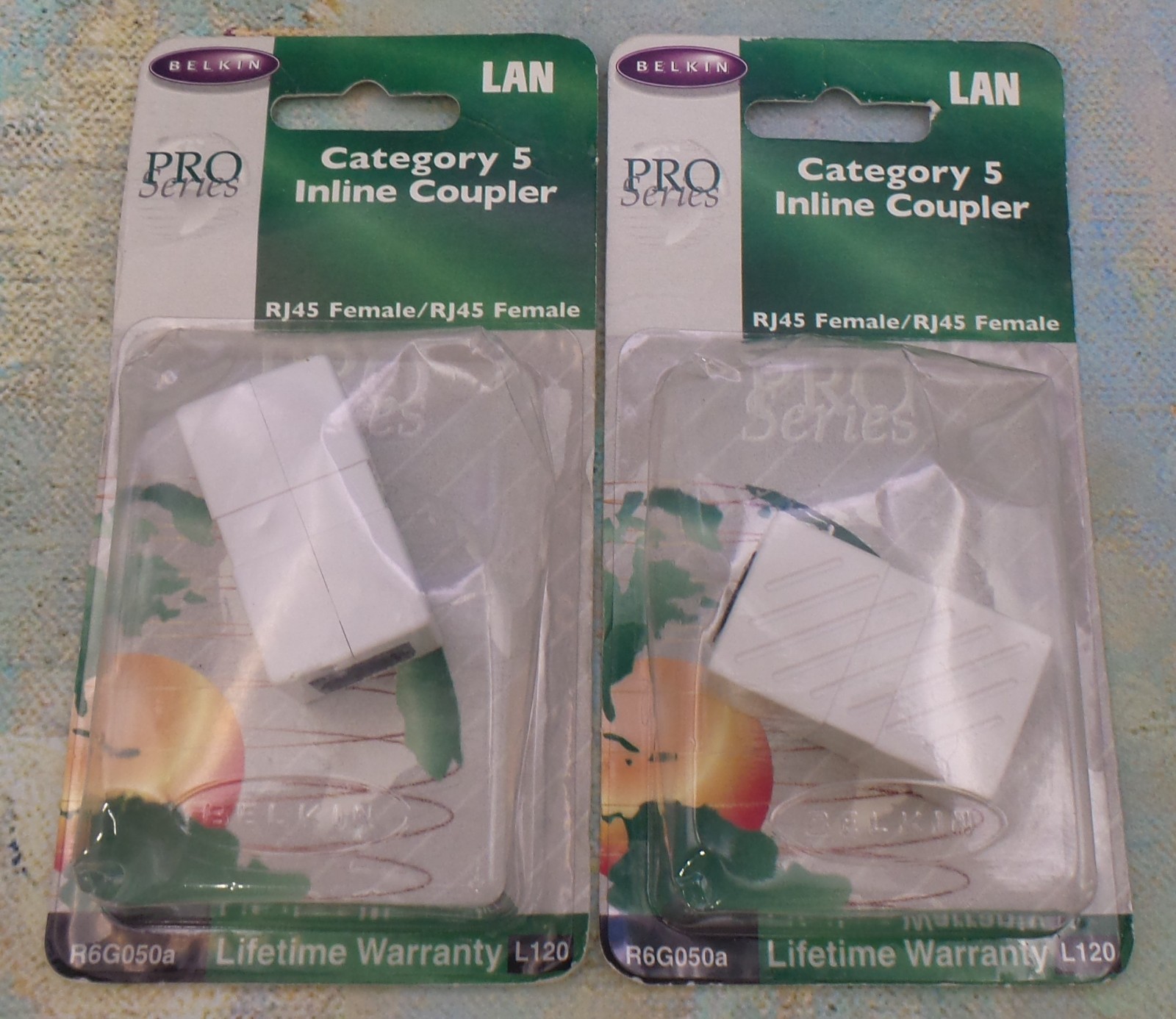 Belkin Cat5 RJ45 Inline Cable Coupler, White, R6G050a Category 5 (2 pack) NEW