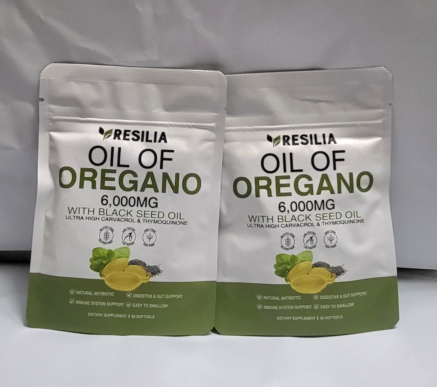 Resilia Oil of Oregano 6000mg with Black Seed Oil Softgels – 60 Capsules x 2 Pk