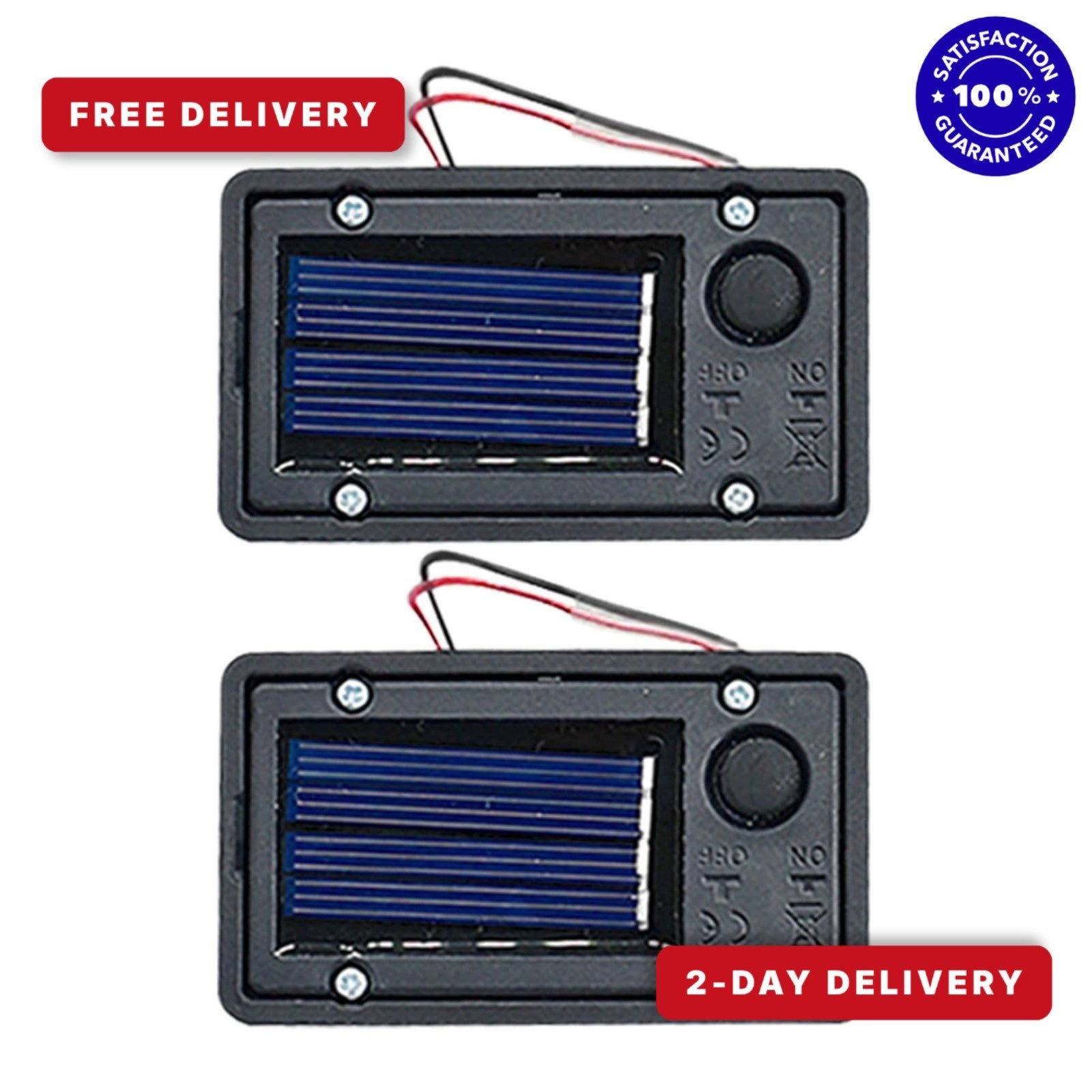 Solar Light Replacement Top 2-Pack, Waterproof Battery Box & LED Insert for Outd