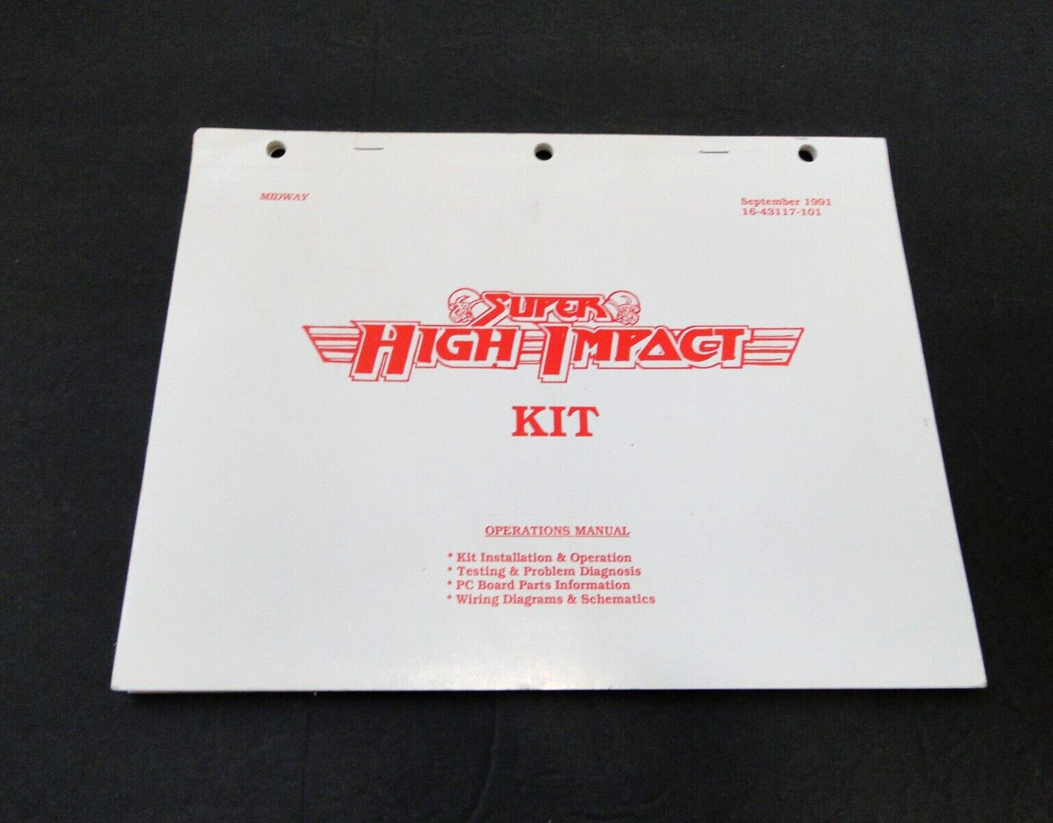Vtg 1991 Midway: Super High Impact Kit Arcade Operations Manual