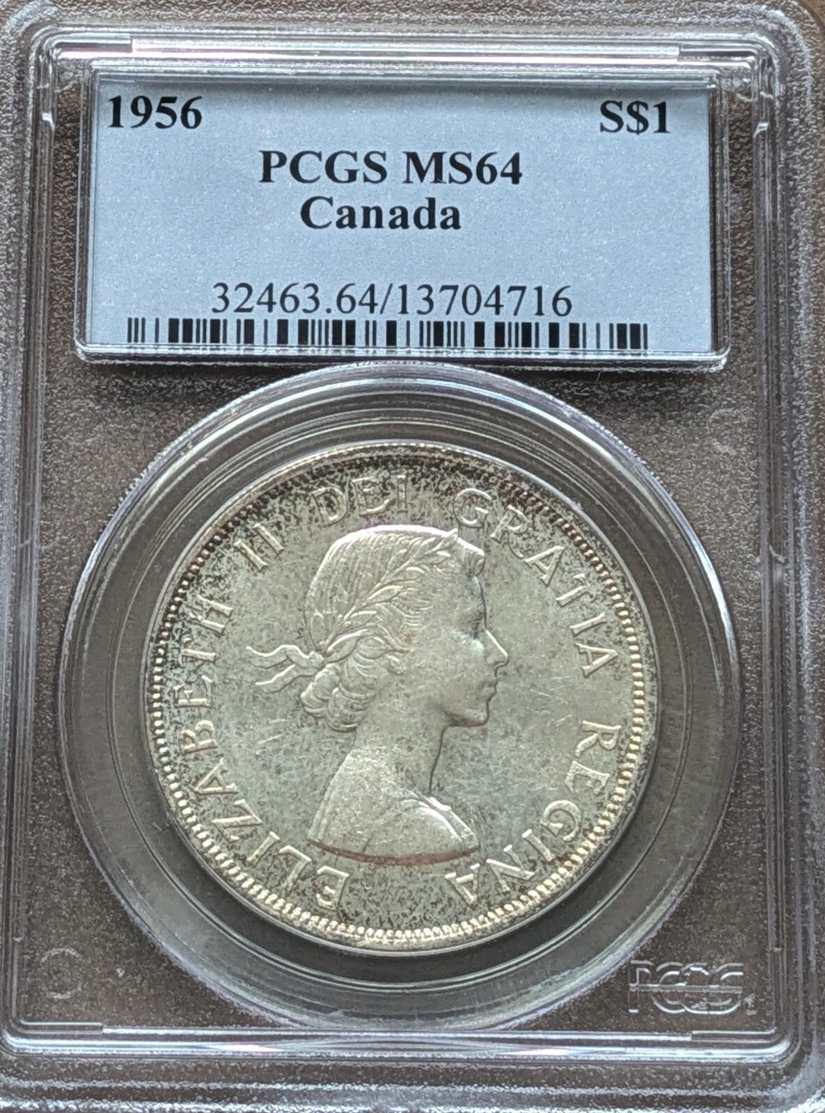 Canada 1956 $1 Silver Dollar PCGS MS 64