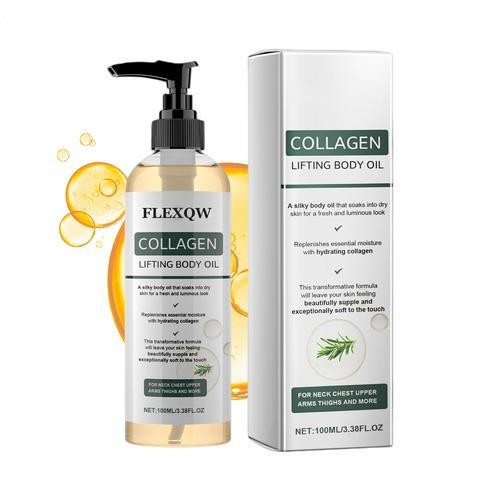 FLEXQW Collagen Lifting Body Oil, 100ml Firming Moisturizing Body Glow Oil