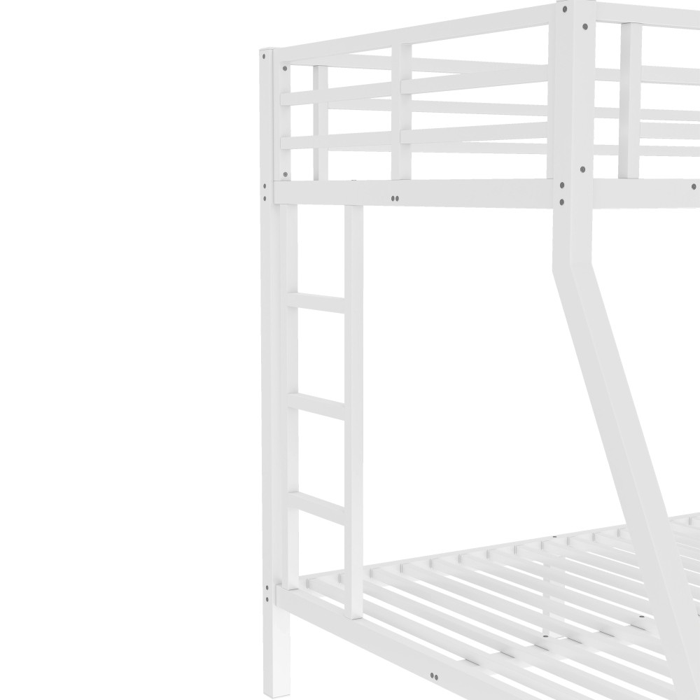 Twin over Full Metal Bunk Bed for Teens/Adults, Sturdy Noise-Free w/ Guardrail