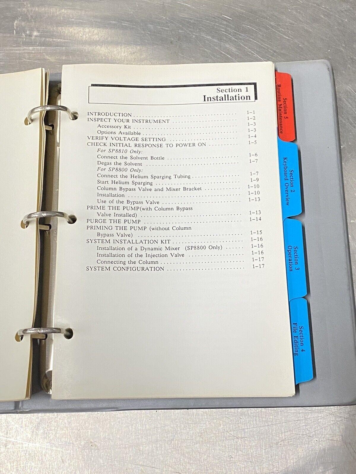 Spectra-Physics SP 8800 8810 LC Pump - Users Guide / Instruction Manual