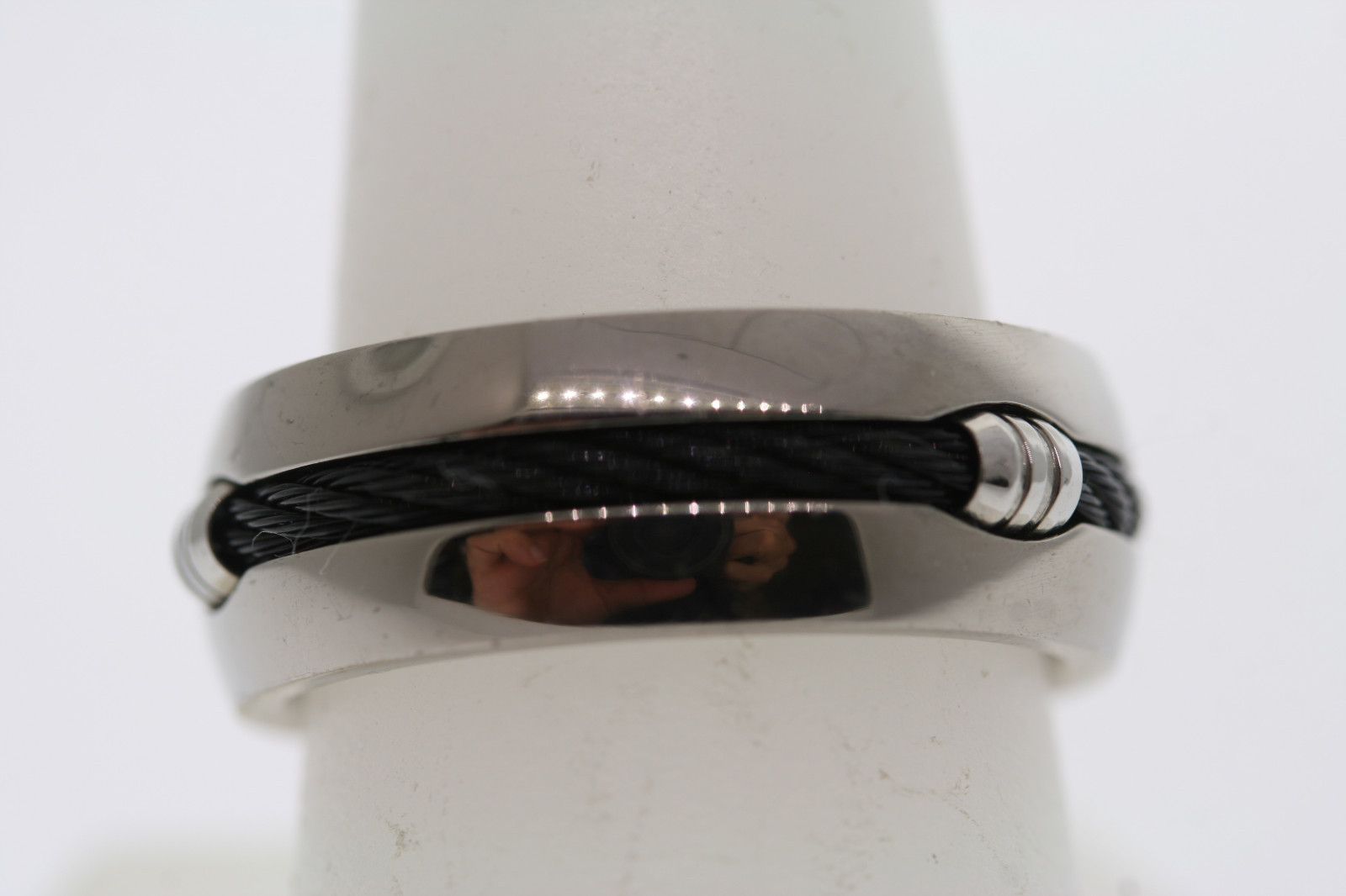 Titanium Black Cable Inlay 7mm Band Ring