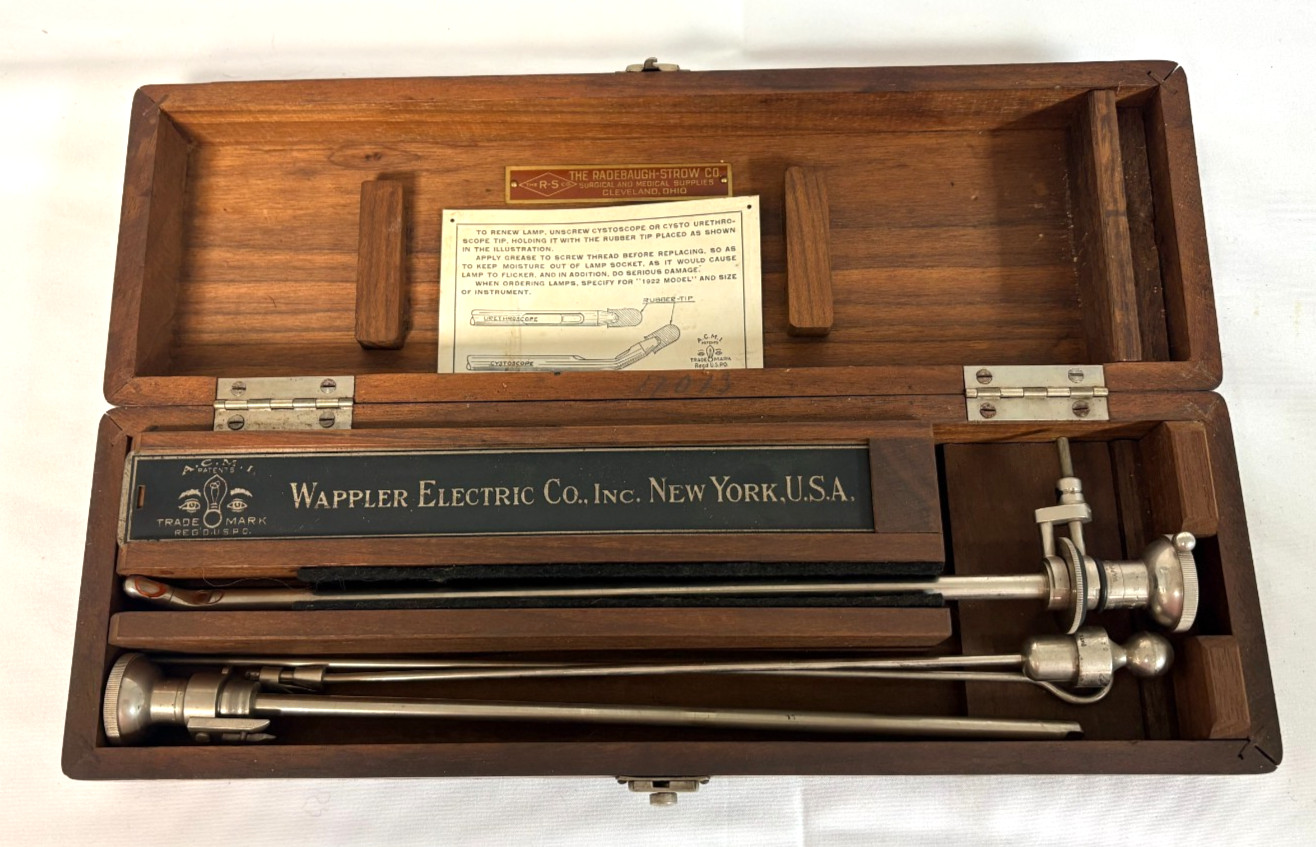 Vintage Wappler Electric Co. Cystoscope Wood Box Radebaugh-Strow Co.