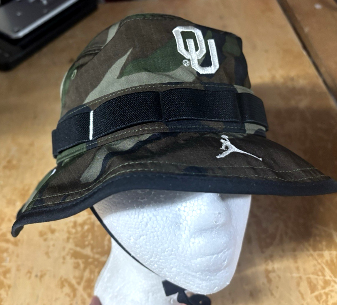 NWT new Nike Air Jordan Oklahoma OU Sooners Apex Camo Bucket Cap Boonie Hat Sz S