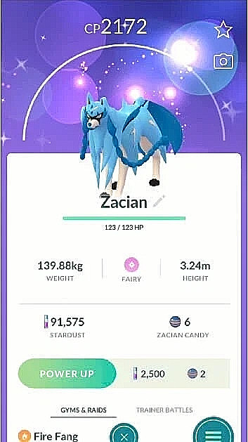 ✨ Shiny Zacian ✨ - P T C - 80kStardust - Description