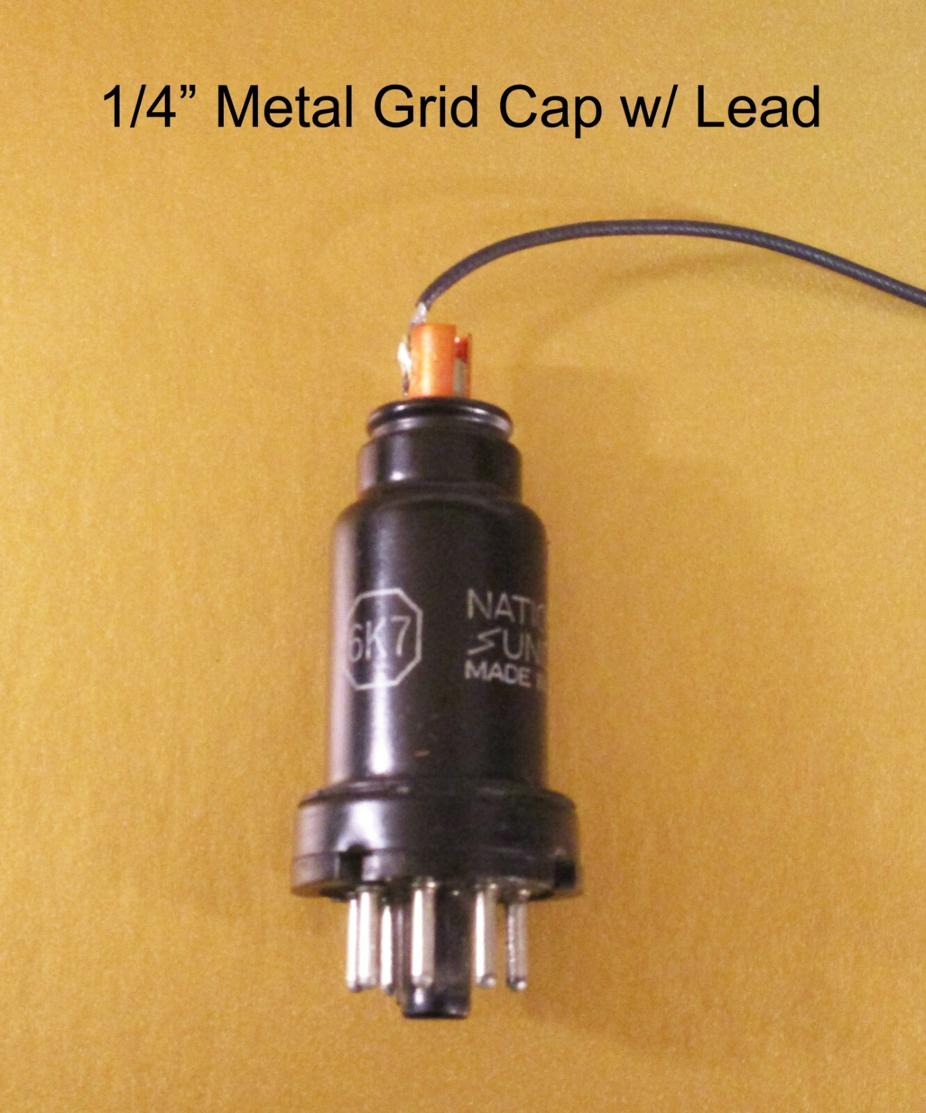 1/4" Metal Grid Cap w/ Lead - Tube Anode Plate Top- For Your Vintage Radio & Amp
