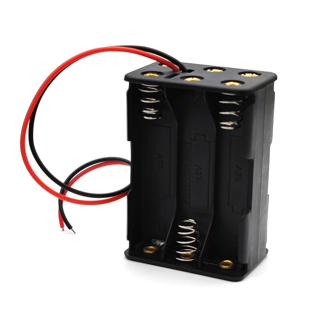 2x 6-AAA Battery Spring Clip Holder Case Plastic Box Tow Layers Stacked 9V DC