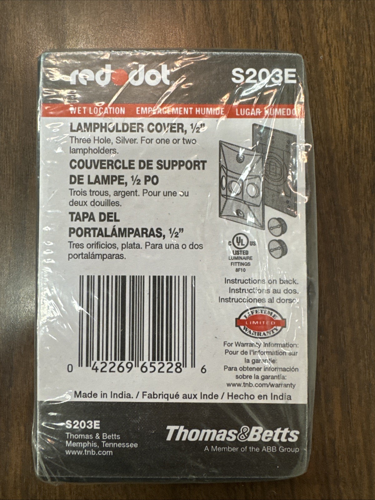 Red Dot S203E Lampholder Cover 1/2” 3 Hole Weatherproof Box Cover Silver