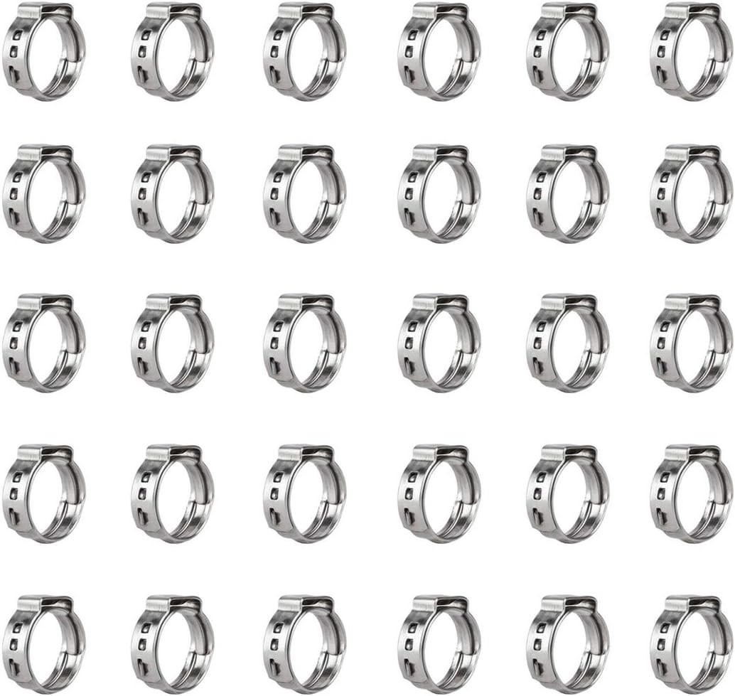 40Pcs 8.8mm-10.5mm Single Ear Hose Clamps 304 Stainless Steel PEX Cinch