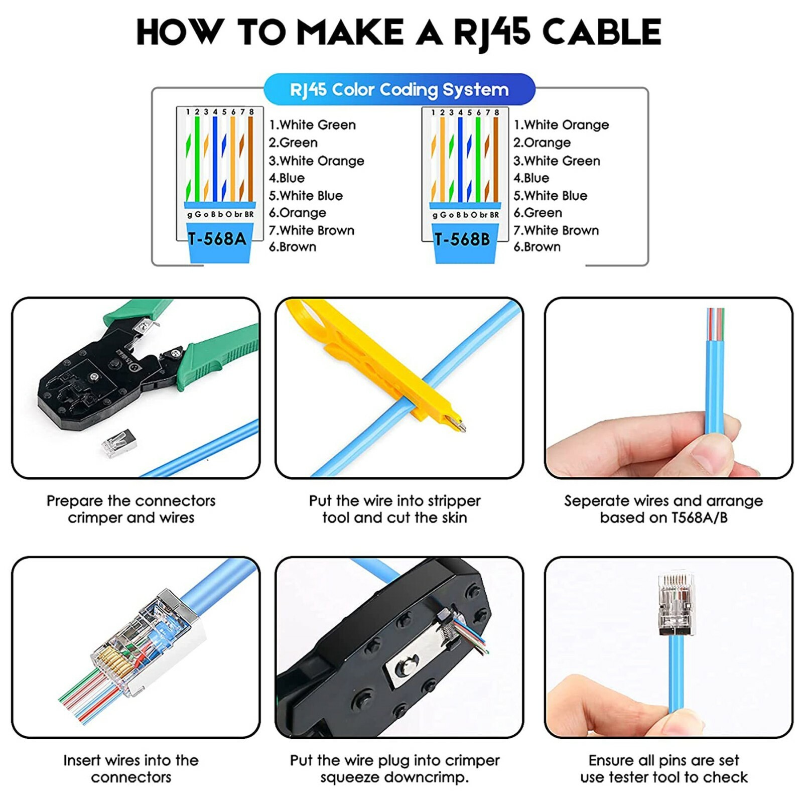 30pcs CAT5 CAT6 Shielded RJ45 Pass Through Modular Plug Cable Connector End