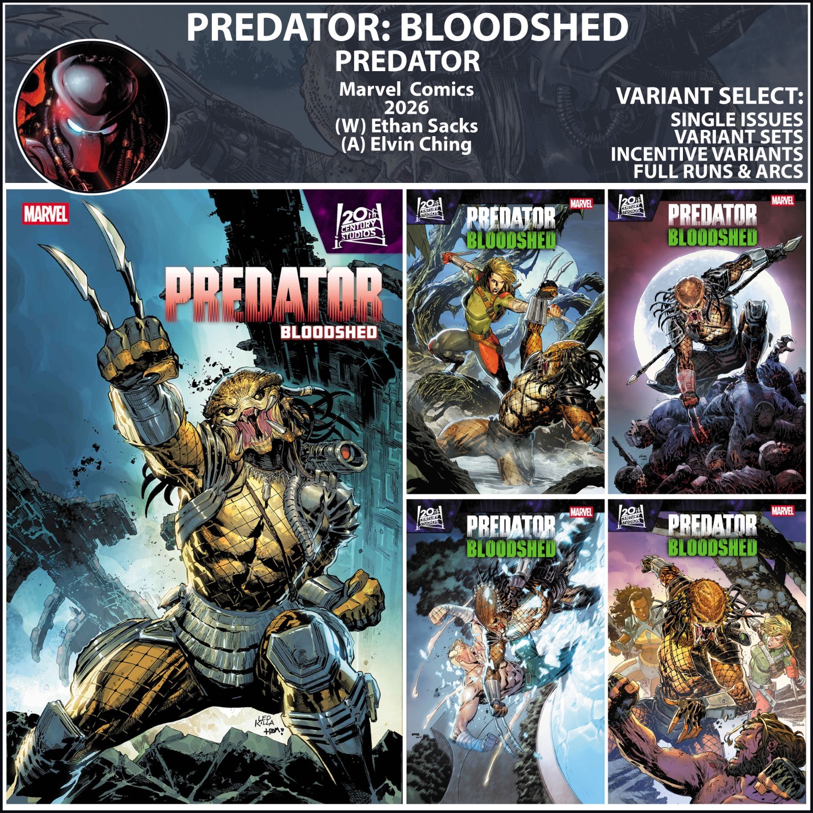 Predator: Bloodshed (2026) #1 2 3 4 5 Marvel Comics COVER SELECT