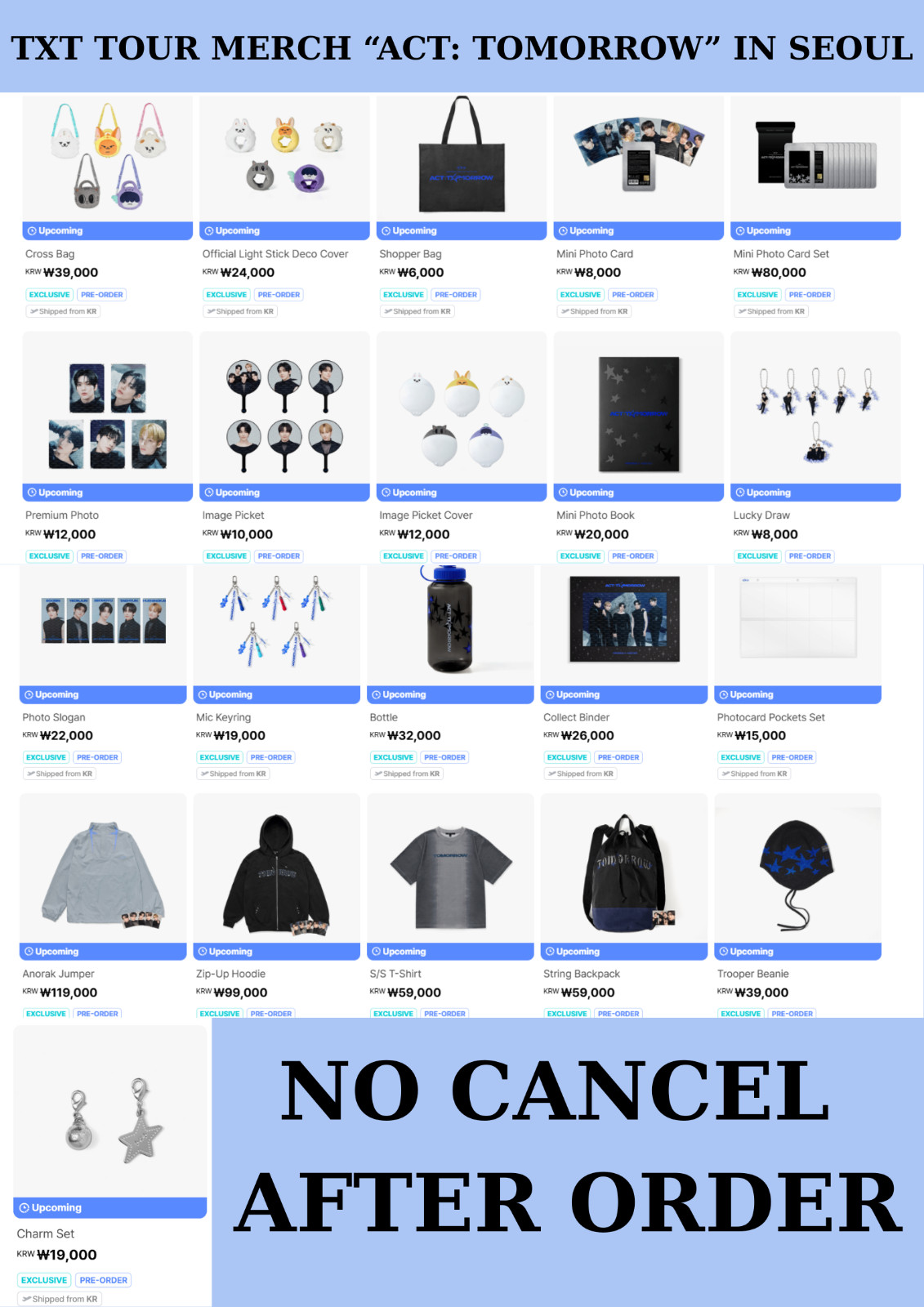 TXT TOMORROW X TOGETHER 2025 TOUR "ACT: TOMORROW" IN SEOUL MERCH OFFICIAL