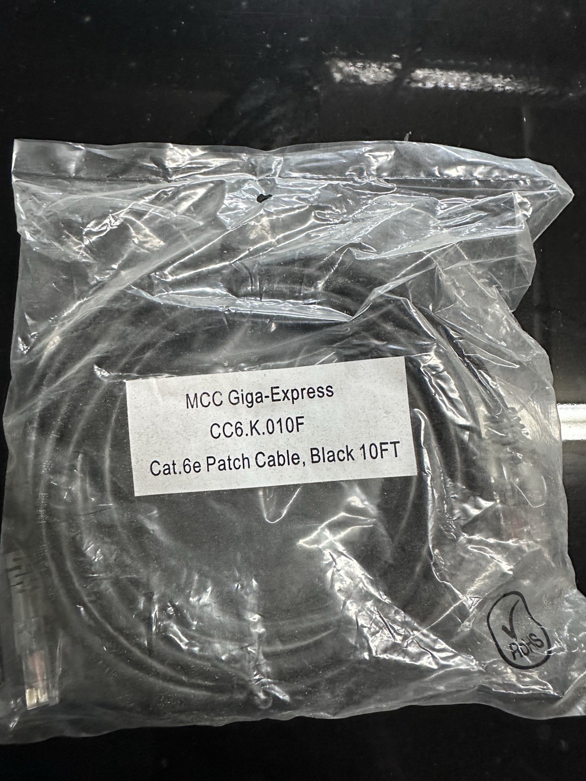 5X MCC Giga-Express CC6.K.010F Cat.6e Patch Cable, Black 10FT