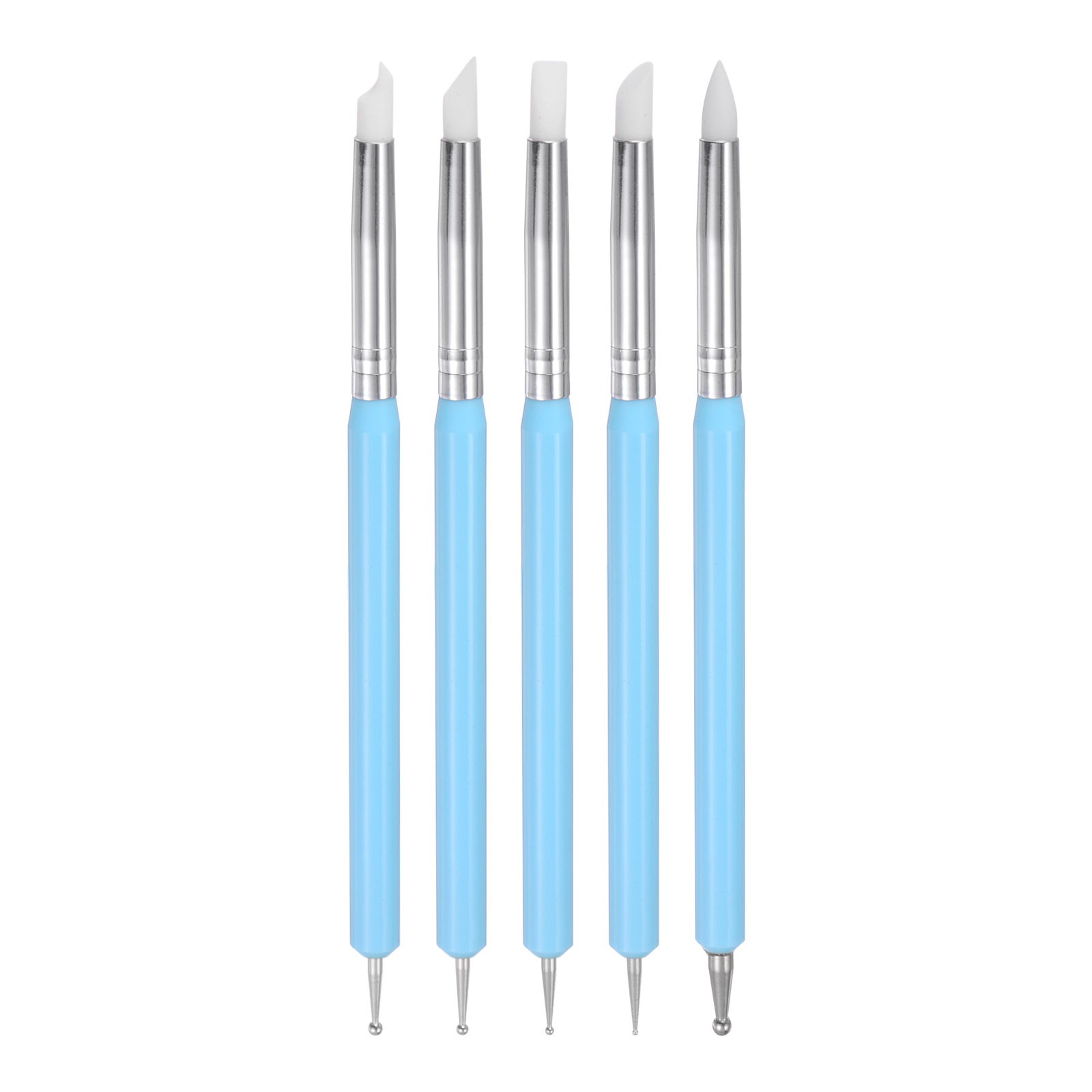 5 Pcs Silicone Clay Sculpting Tool Double-Ended for DIY Handicraft, Light Blue