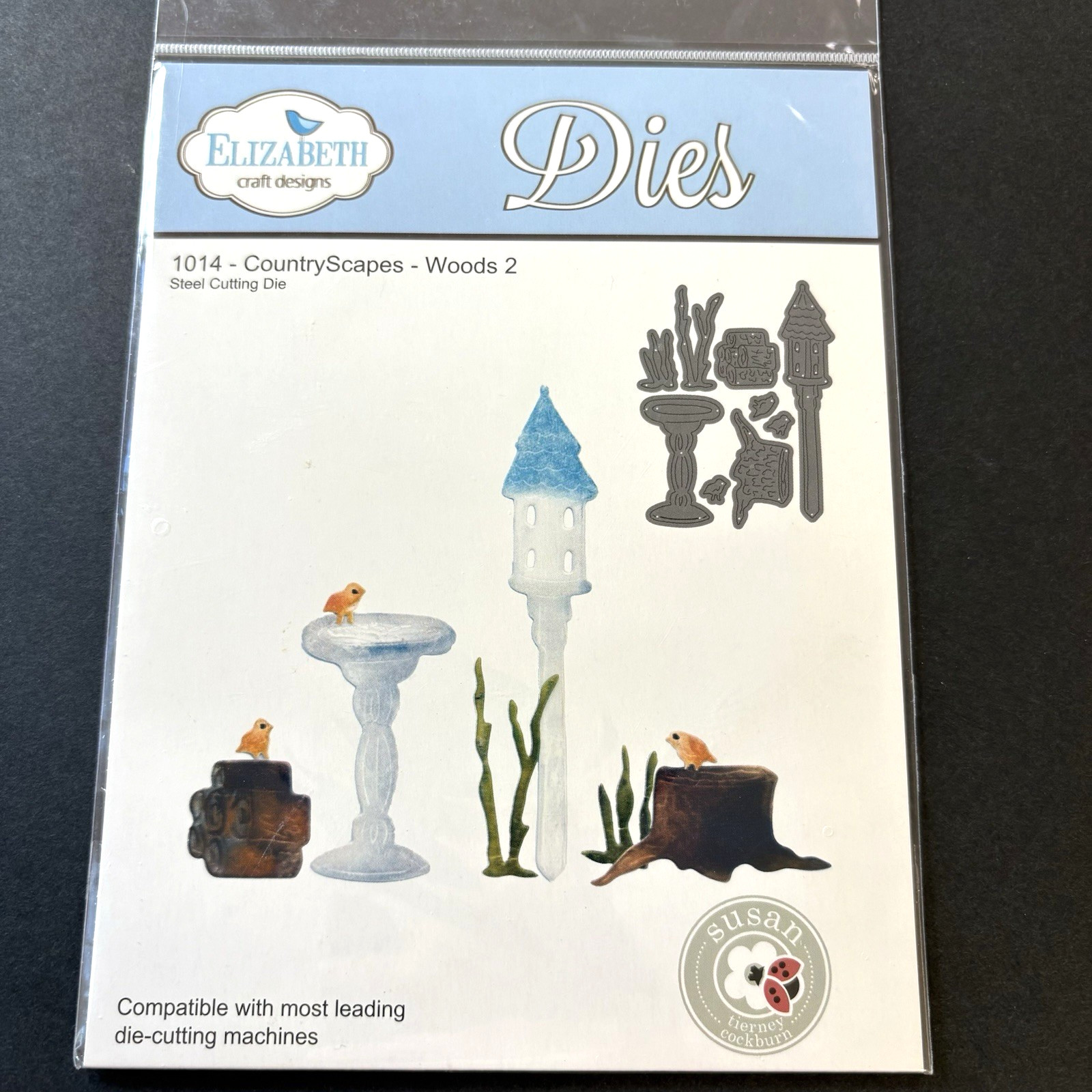 Elizabeth CountryScapes Woods 2 Birdbath Stump Metal Cutting Dies 1014