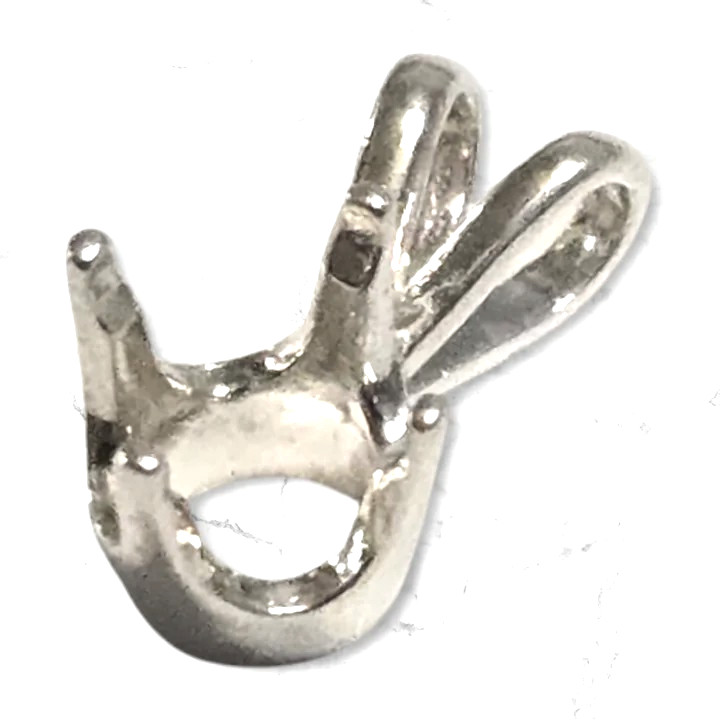 8mm Round 4 Prong Standard Pendant Setting Sterling Silver