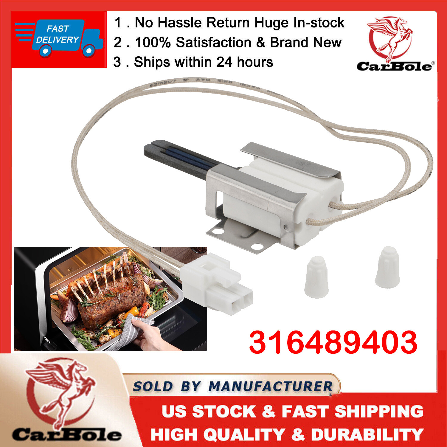 Gas Oven Range Igniter Exact Replacement 316489403 for Electrolux Frigidaire New