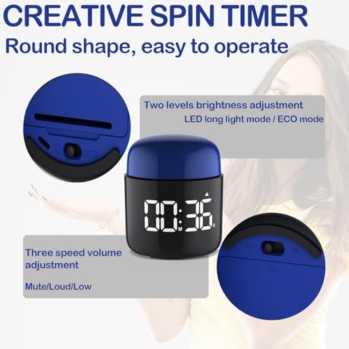 Large Display Digital Timer Stopwatch, Retro Manual Twist Table Count Down Navy