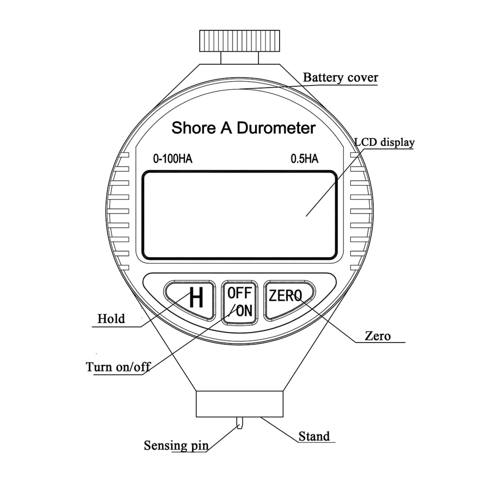 Digital Durometer Shore Type A 0-100HA Hardness Tester for Rubber, Plastic, Tire