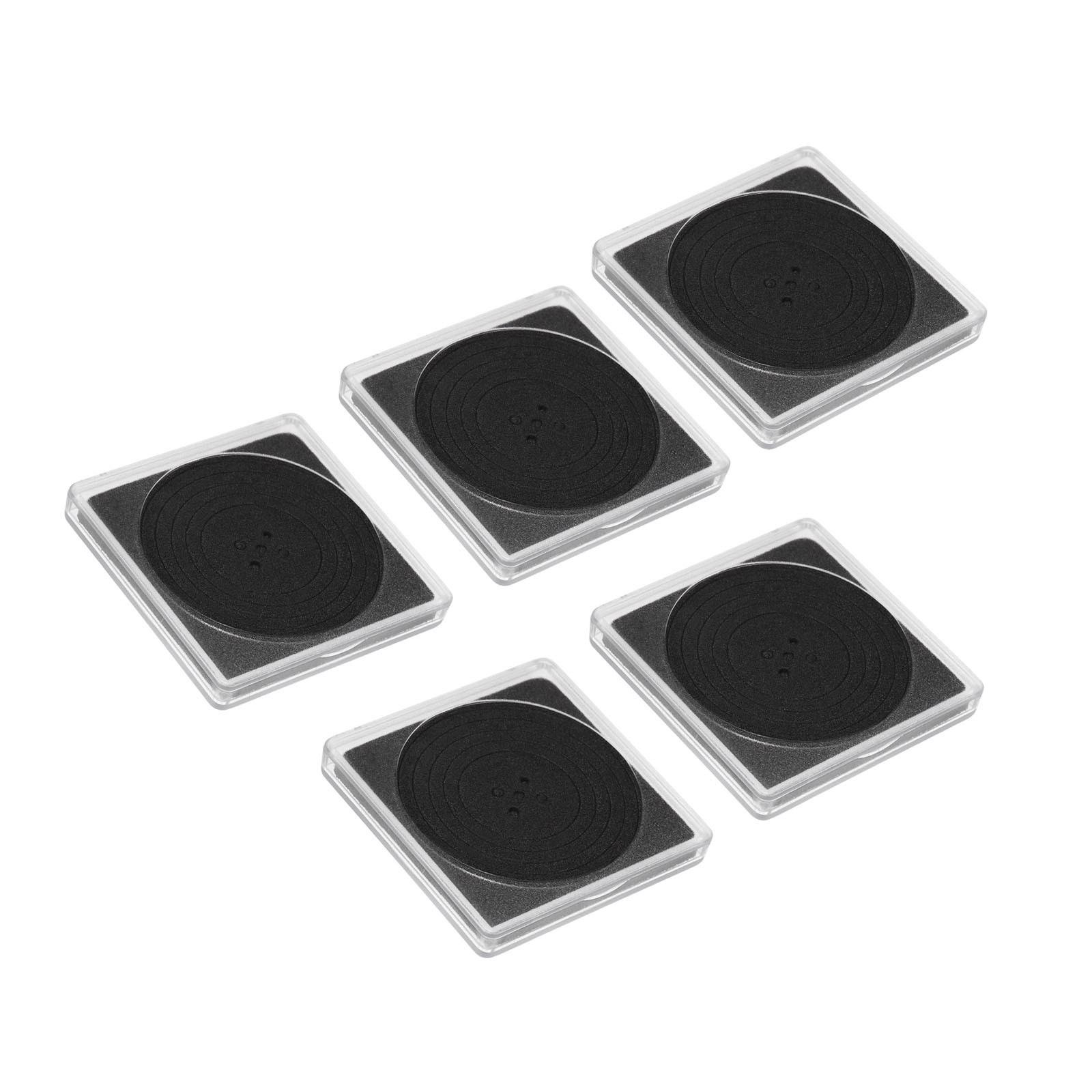 Coin Snap Holder Coin Case Storage Square Fit 20-40mm Coins, 5pcs Clear Black