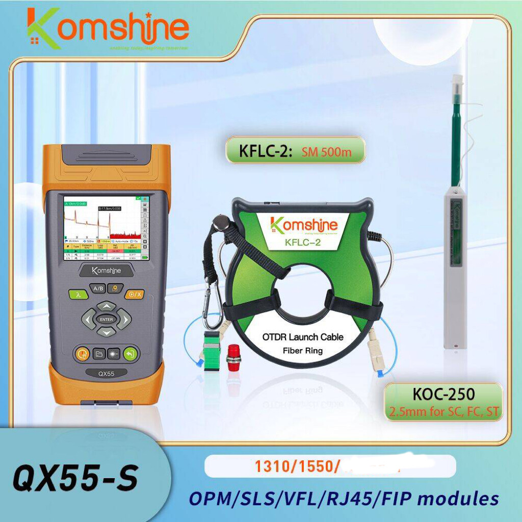 Fiber SM QX55 OTDR 1310/1550nm Built in Power Meter,1:16 Pass Splitter,Link Map