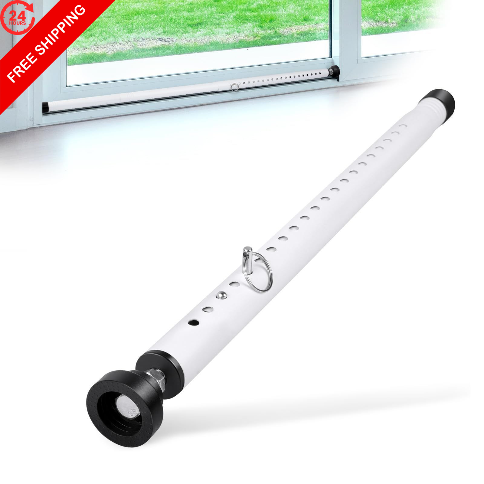 Sliding Door Security Bar, 17-50 inch Adjustable, Window 17-50inch, White