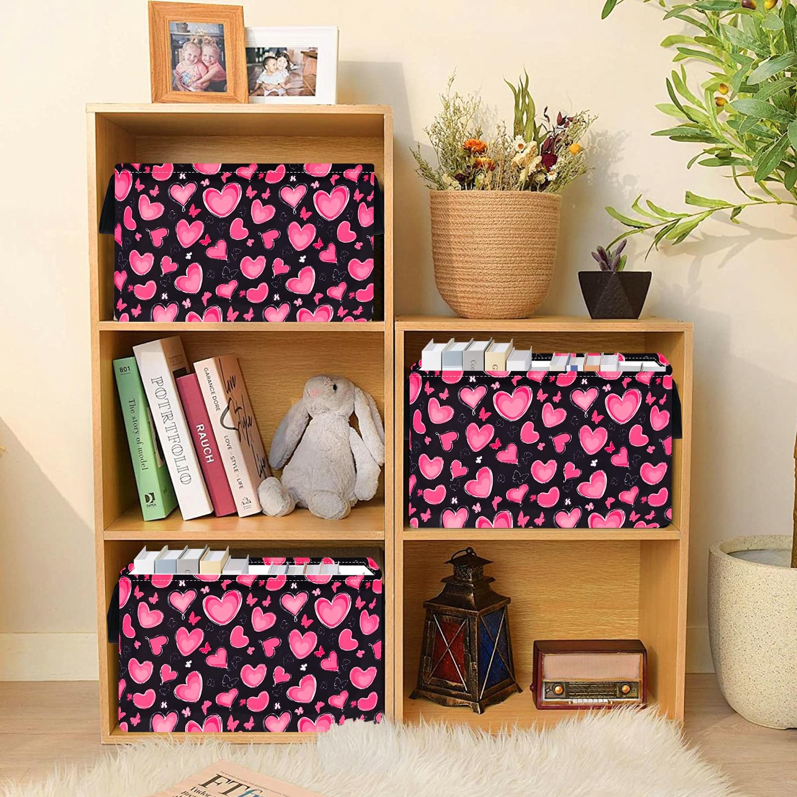 MAIZMZ Empty Gift Basket for Girls Heart Print Storage Cube for Women, Closet...