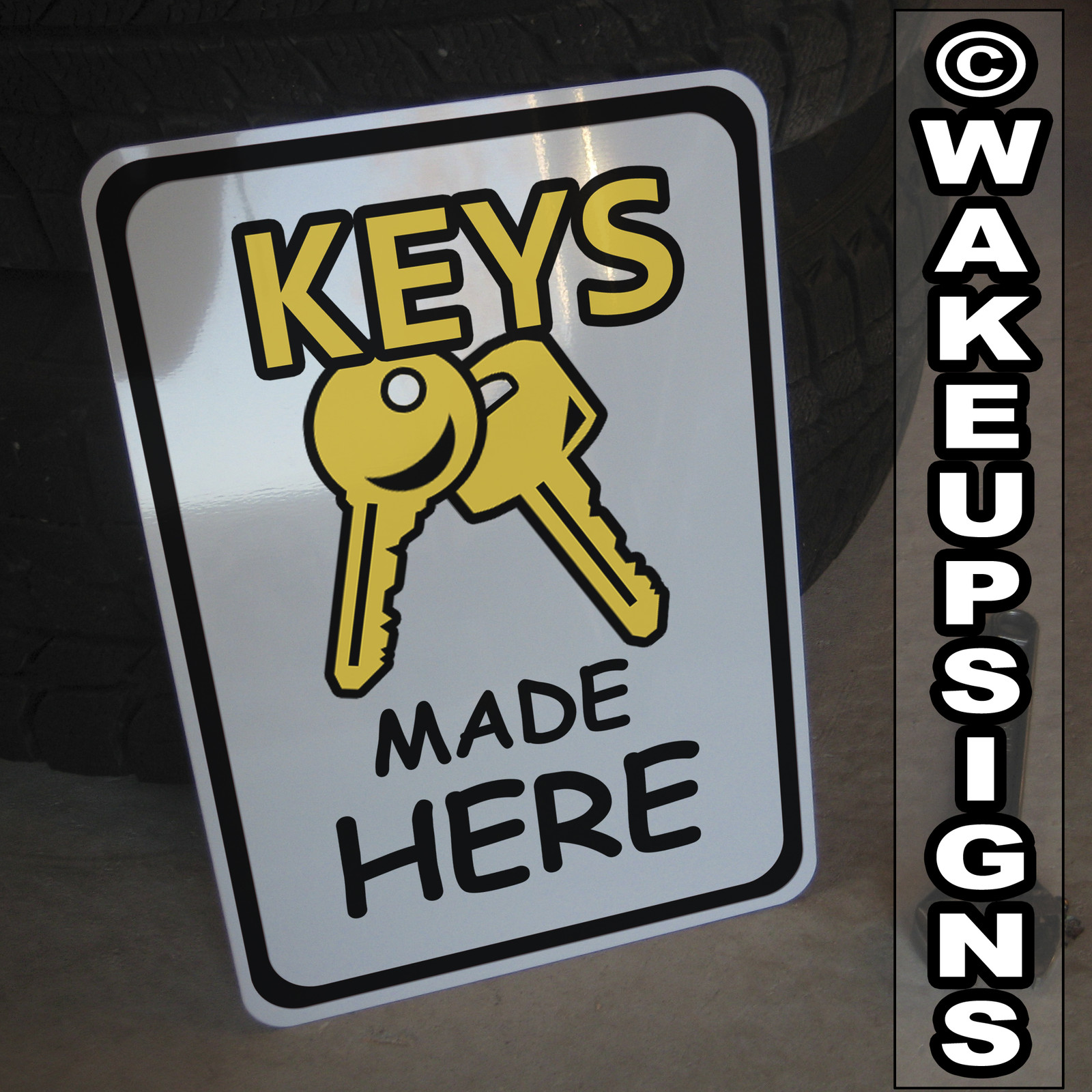 KEYS MADE HERE SIGN ALUMINUM 10" BY 14" CUT COPY CUTTING MACHINE ILCO BELSAW