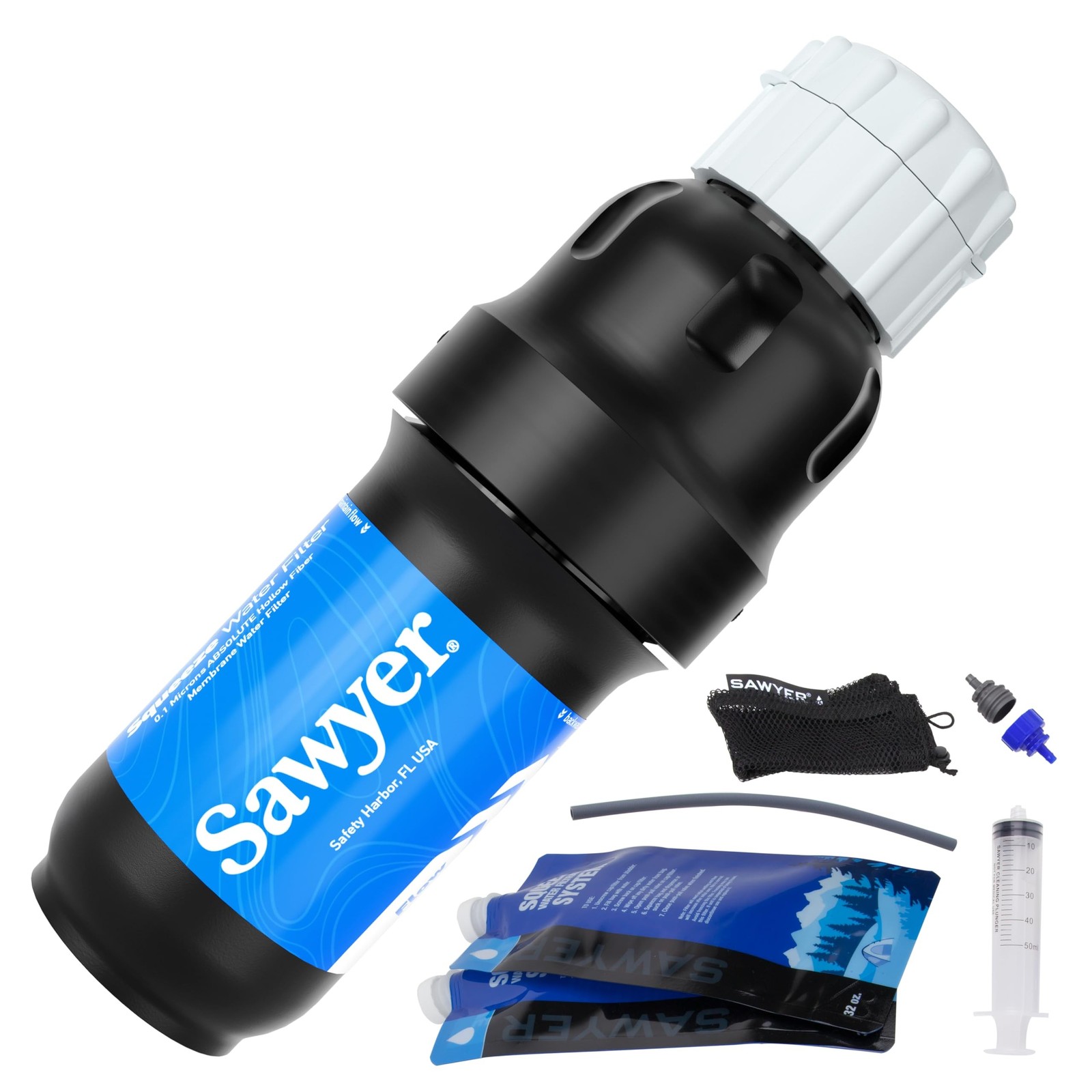 Sawyer Squeeze Water Filtration System Two 32-Oz Standard Pouches