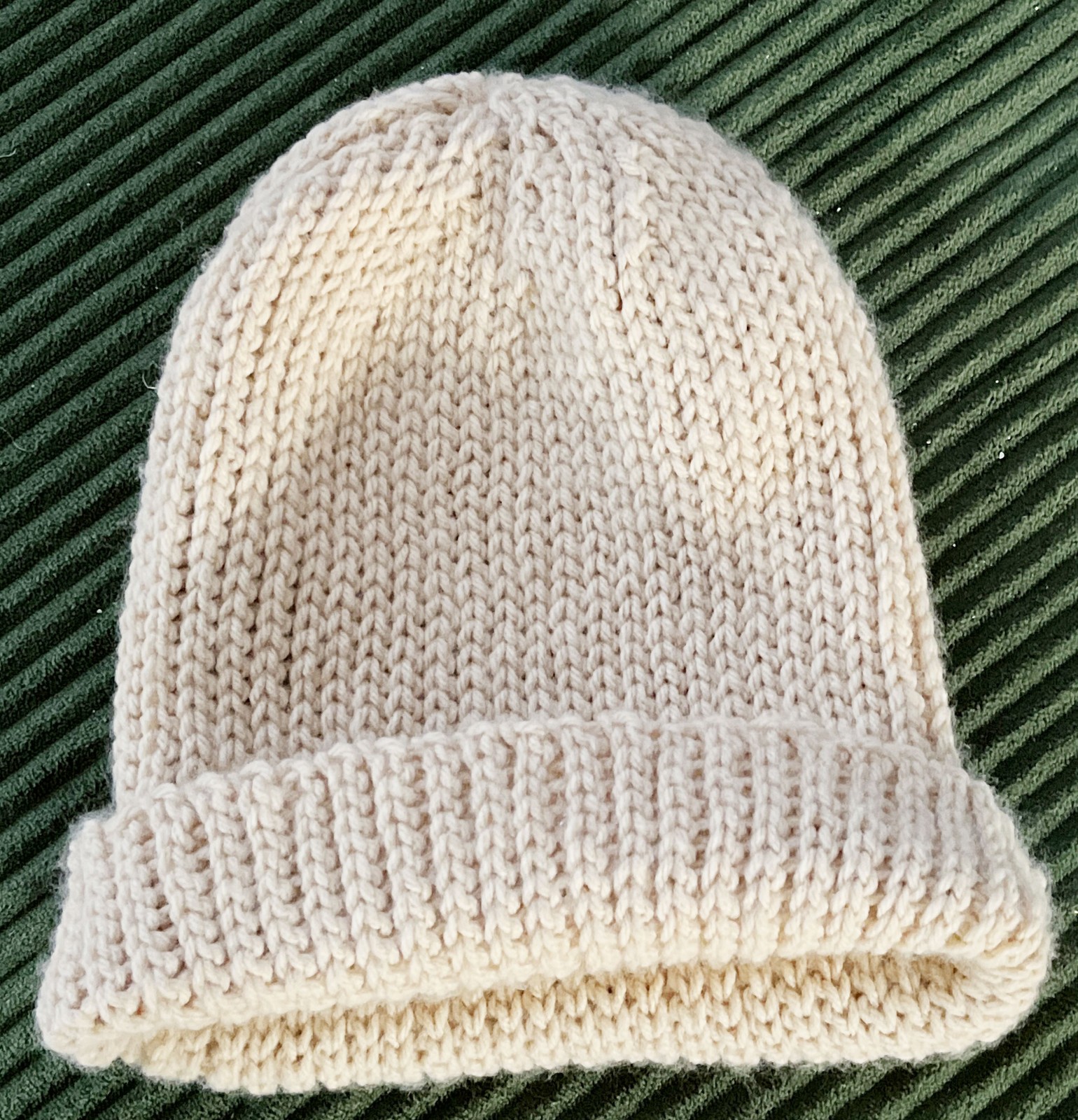 Handmade Light Beige Gender Neutral Beanie Warm Winter Hat L-12" Adult One Size