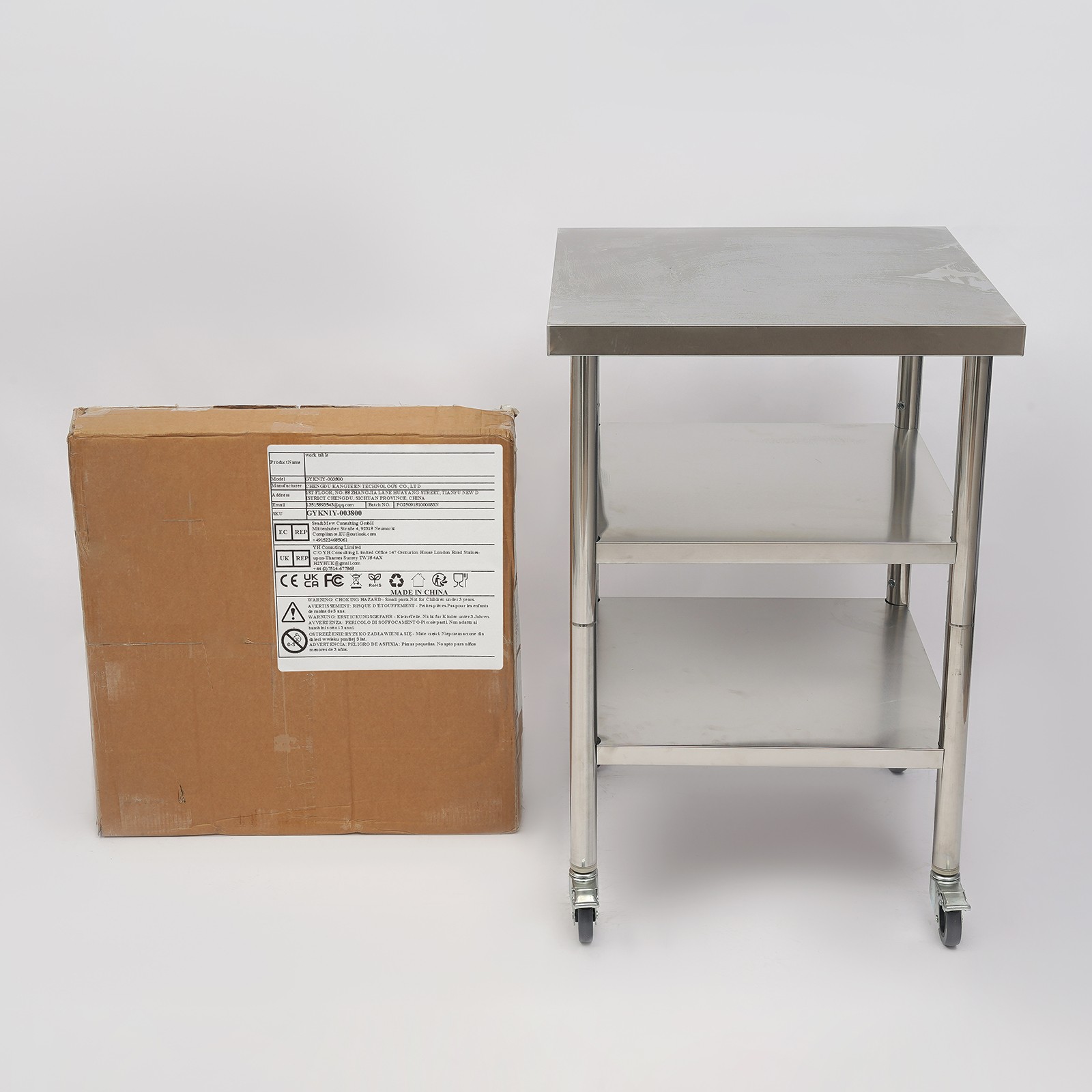 Work Table Commercial Work Table with Adjustable Under Shelves 3-Tier Work Table