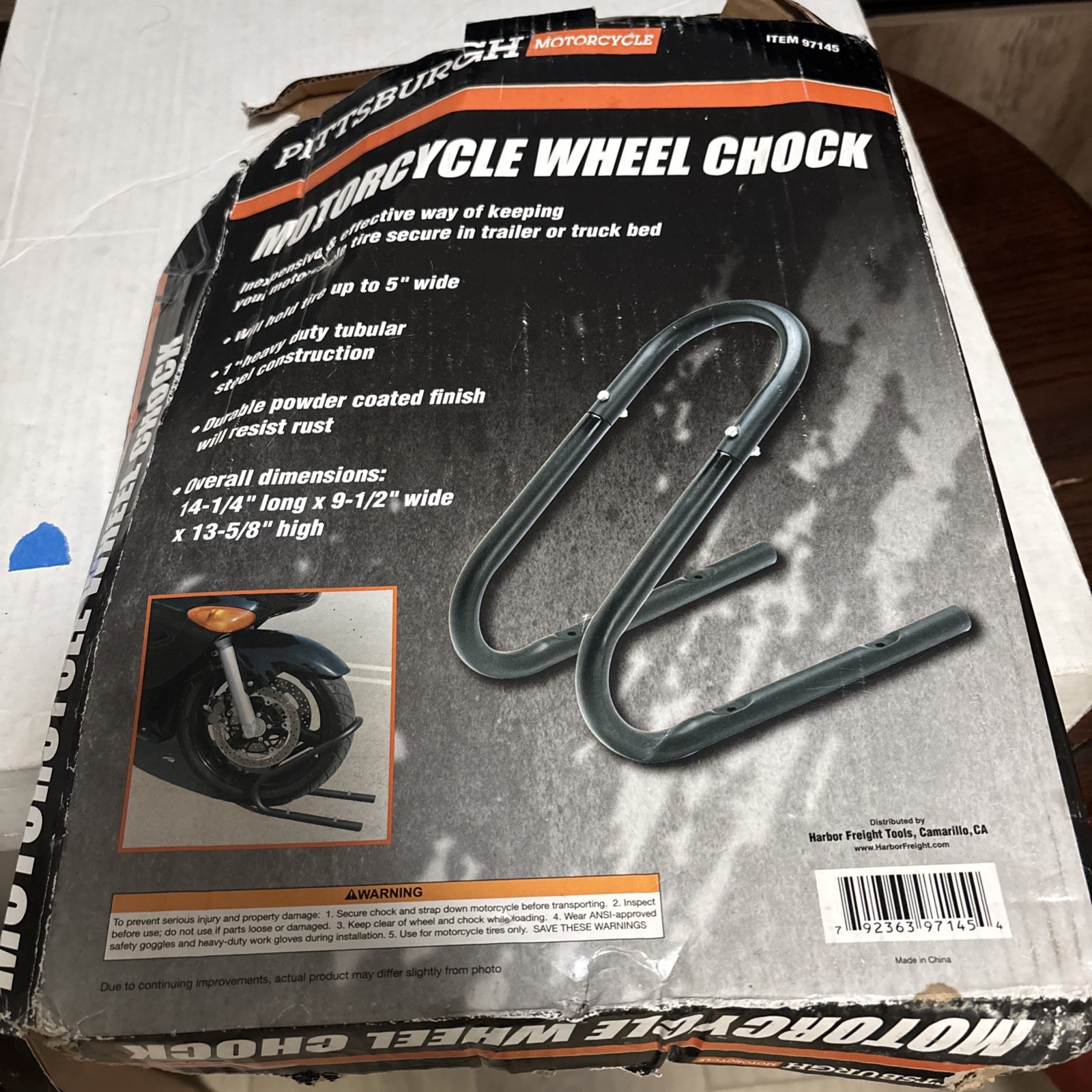Pittsburgh Motorcycle Wheel Chock #97145 Brand New In Box !!