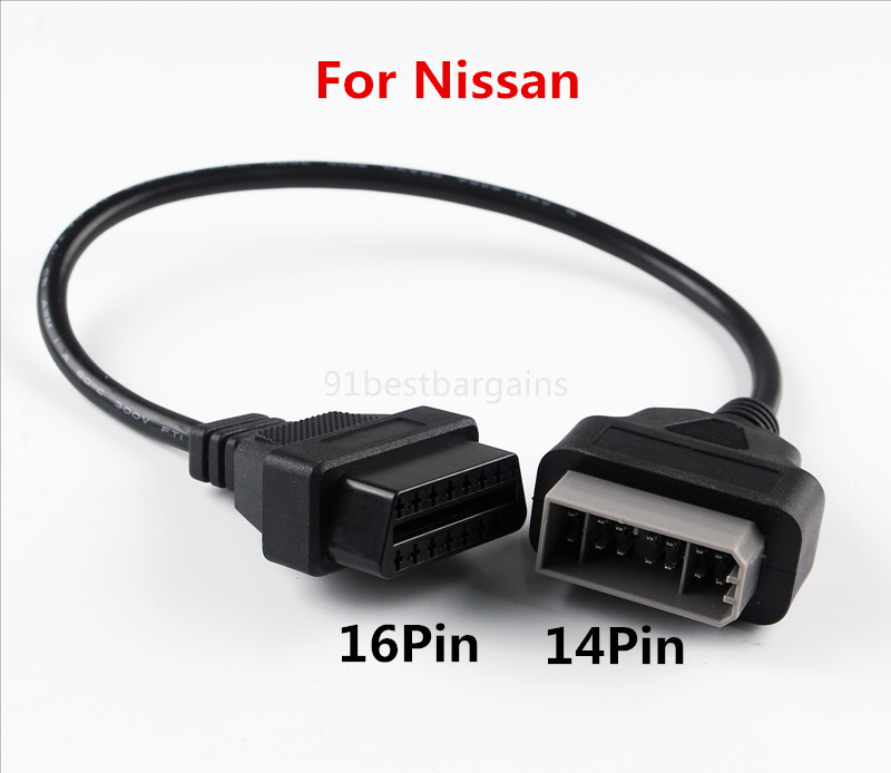 For Nissan 14 Pin OBD1 to 16 Pin OBD2 Diagnostic Tool Adapter Cable Scanner US