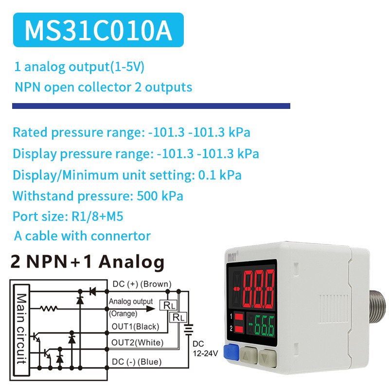 MS31 High Precision Digital Pressure Gauge Pneumatic Vacuum Pressure Switch