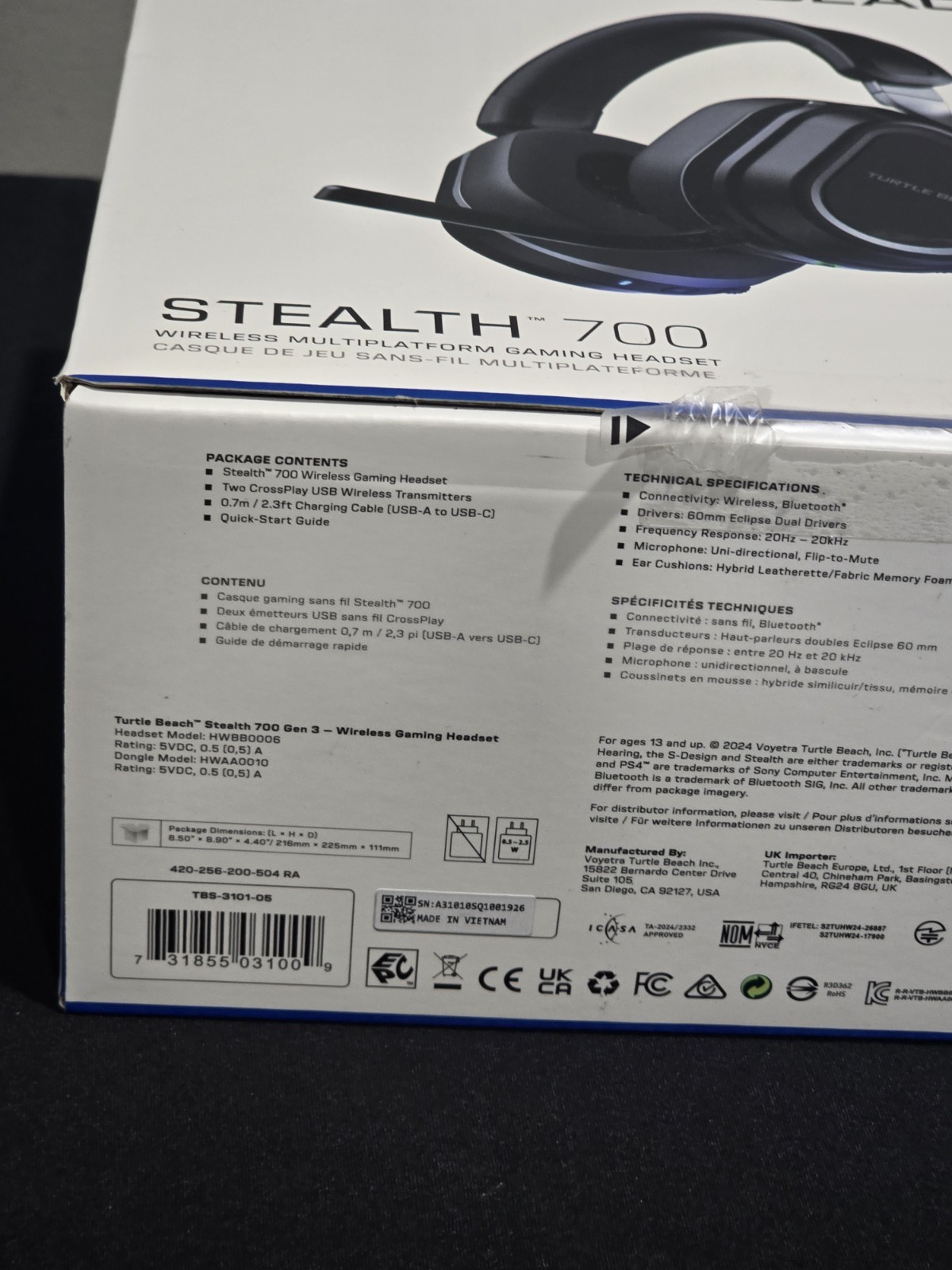Turtle Beach Stealth 700 Gen 3 Wireless Multiplatform PS5 Headset - Black *NEW*