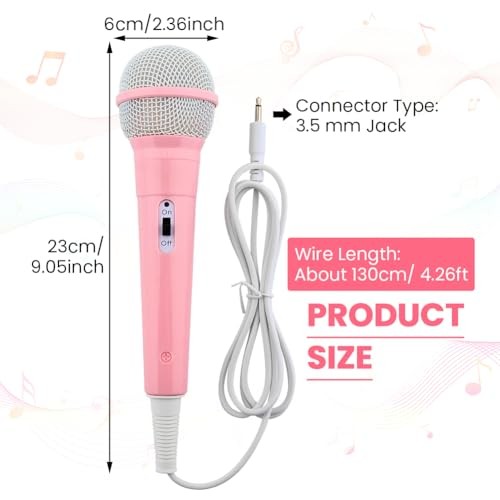 Wired Microphone, Wired Dynamic Microphone 3.5mm Jack Lightweight No Pink