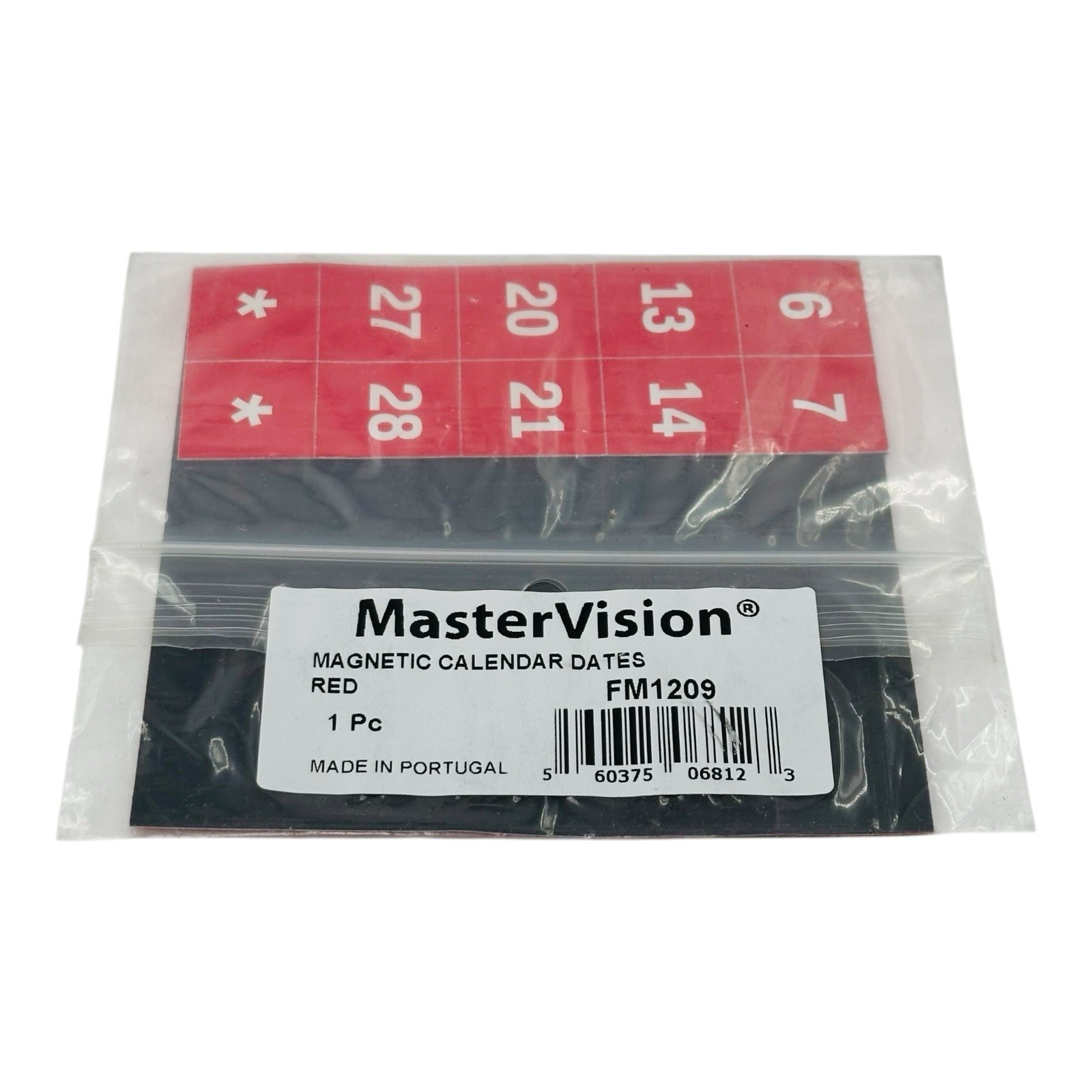 MasterVision Magnetic Calendar Dates Board Magnets #1-31 White on Red 1" x 1"