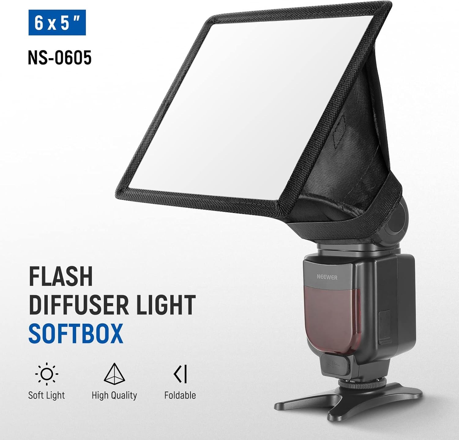 NEEWER Flash Diffuser Light Softbox 6" x 5", Universal, Collapsible with Storage