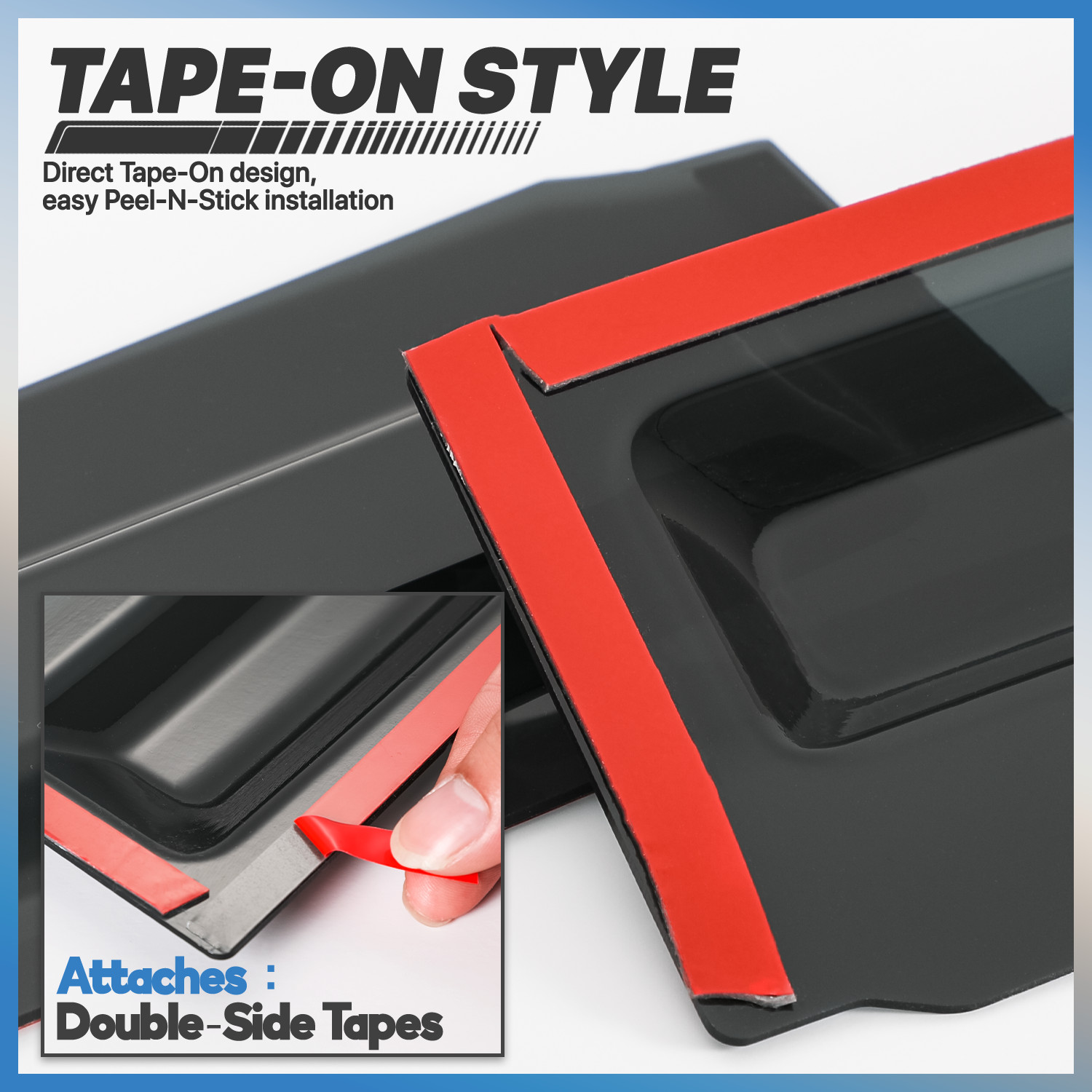Tape-On Window Visor Vent Wind Deflector for 99-07 Chevy Silverado Extended Cab