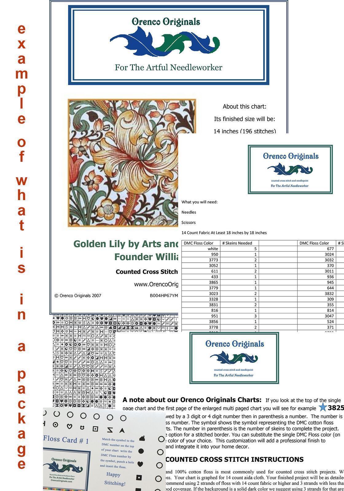 William Morris Pimpernel from Textile Counted Cross Stitch Chart Graph Pattern