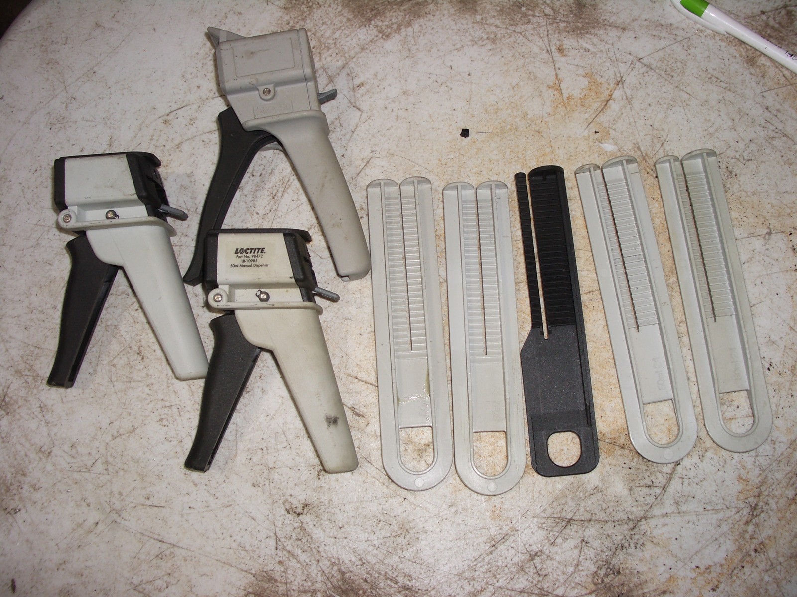 3 each assorted Loctite 50ml Manual adhesive Applicators with plungers
